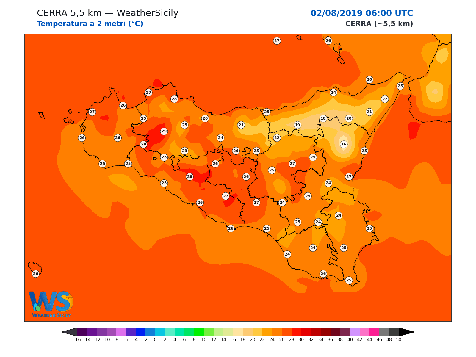 Temperatura a 2 metri · 2019080206