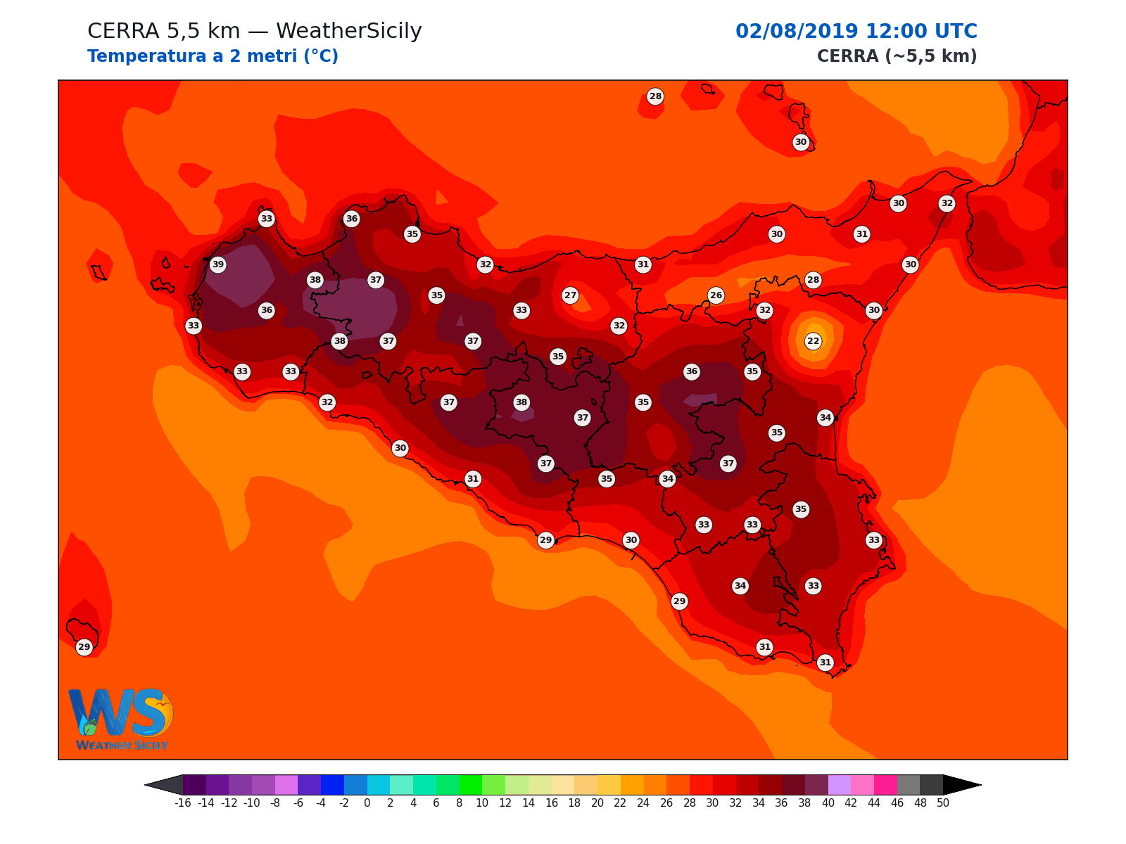 Temperatura a 2 metri · 2019080212