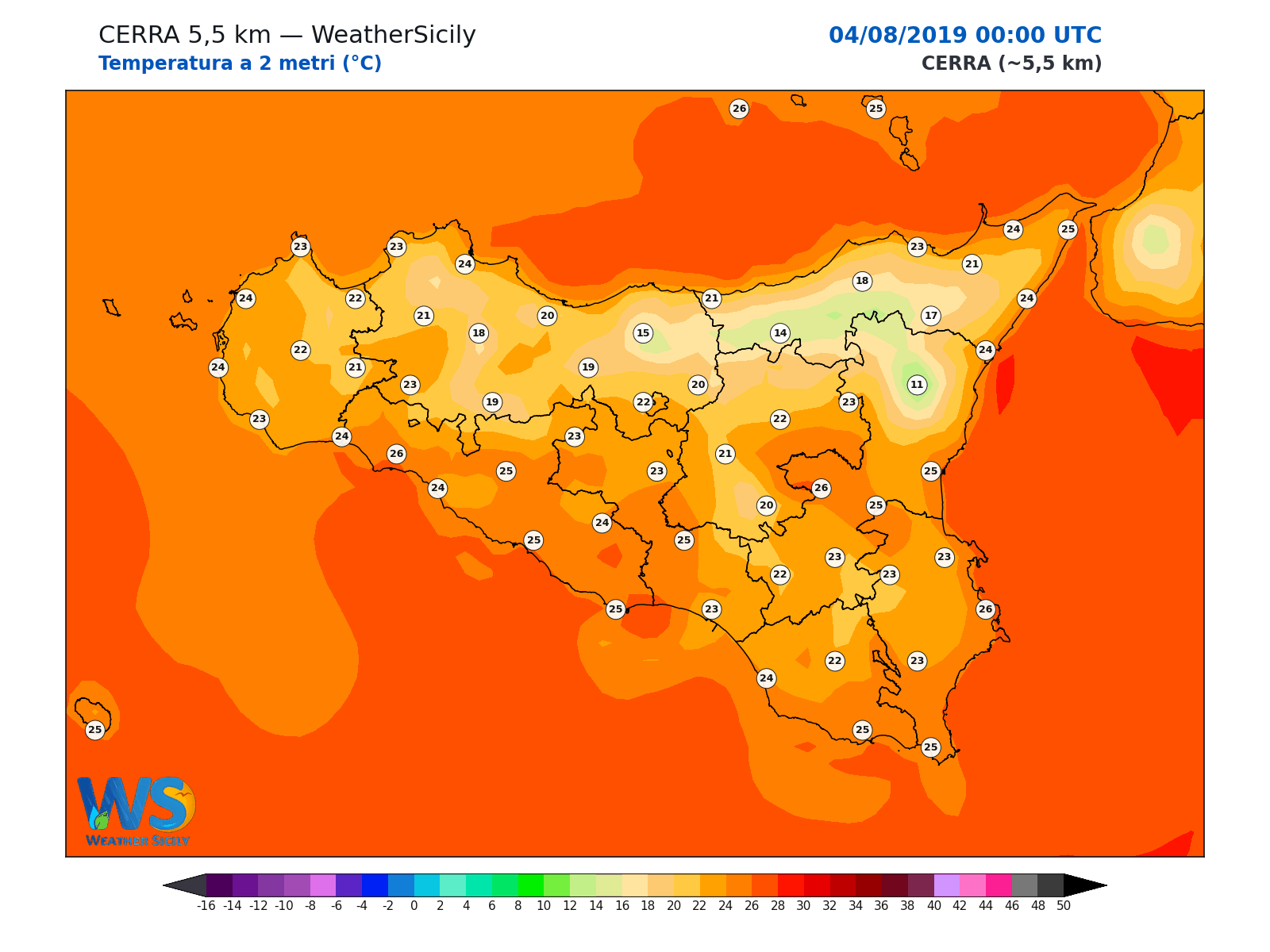 Temperatura a 2 metri · 2019080400