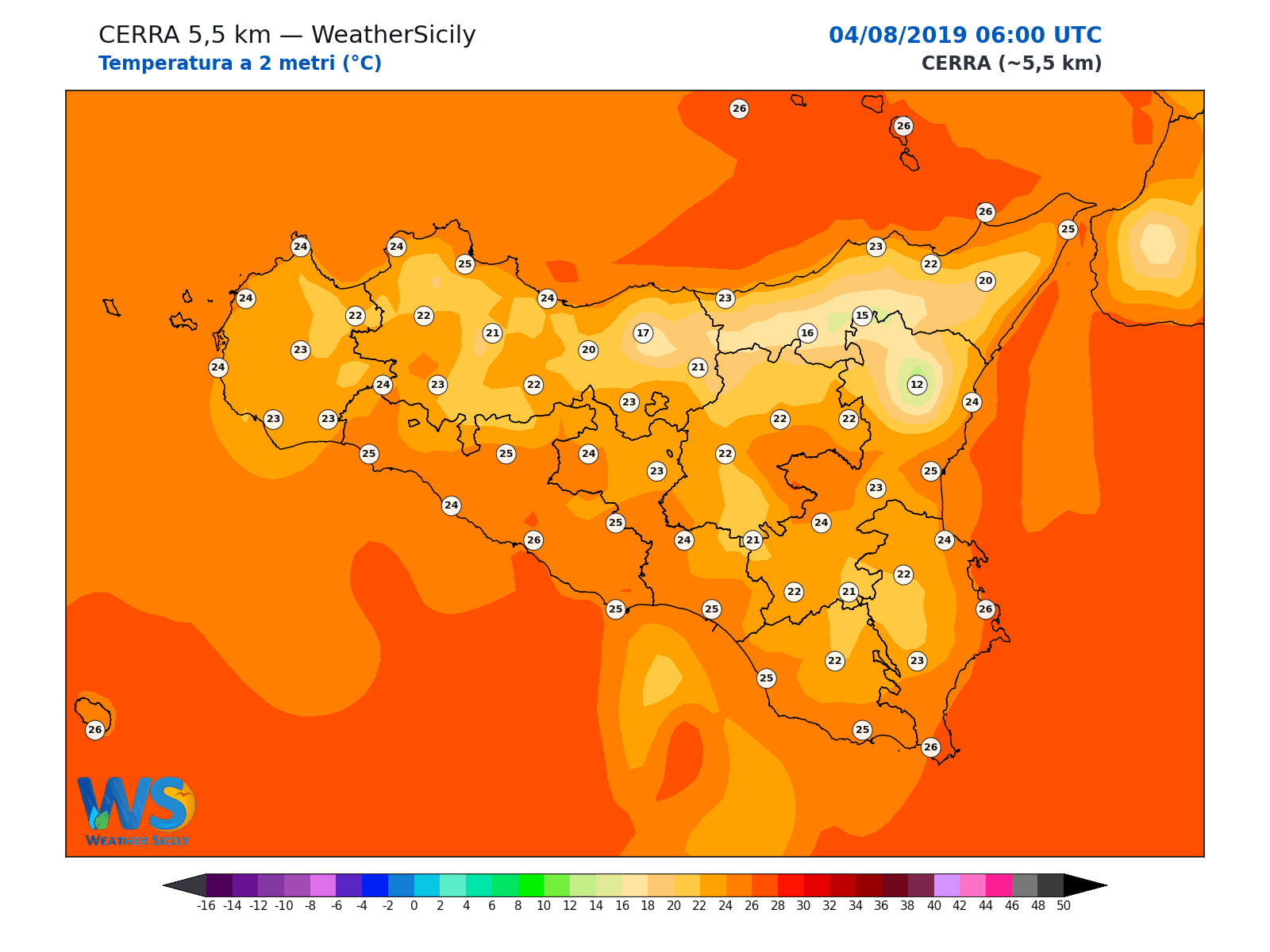 Temperatura a 2 metri · 2019080406