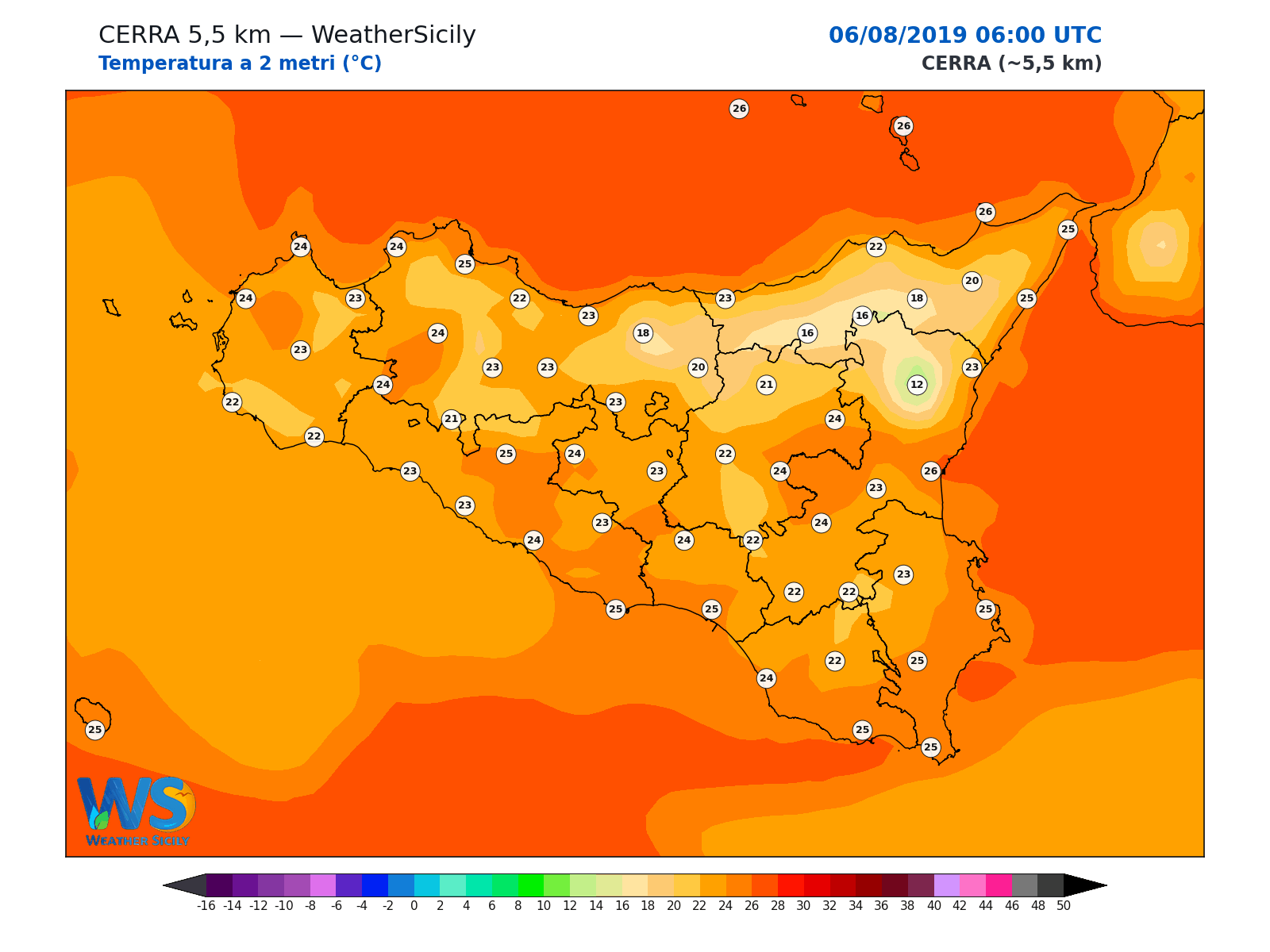 Temperatura a 2 metri · 2019080606