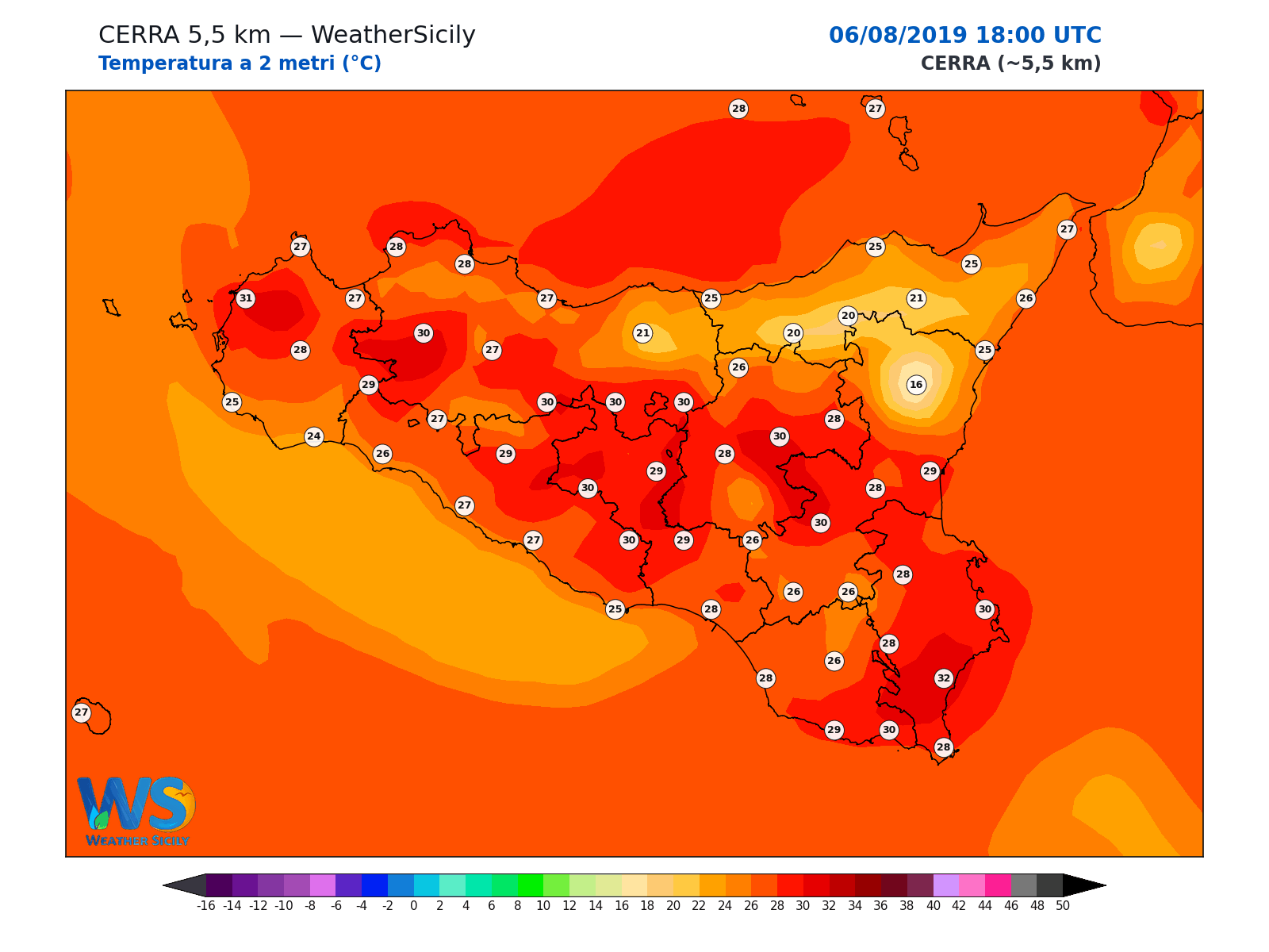 Temperatura a 2 metri · 2019080618