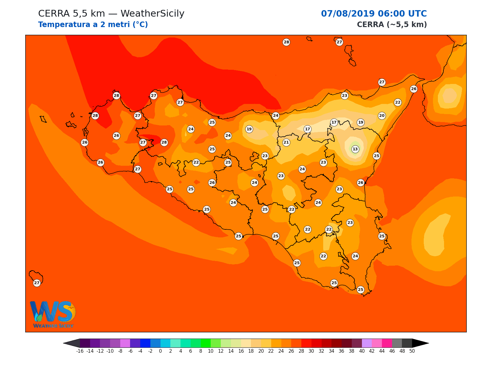 Temperatura a 2 metri · 2019080706