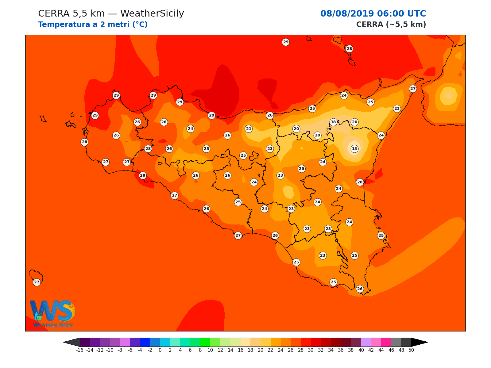 Temperatura a 2 metri · 2019080806