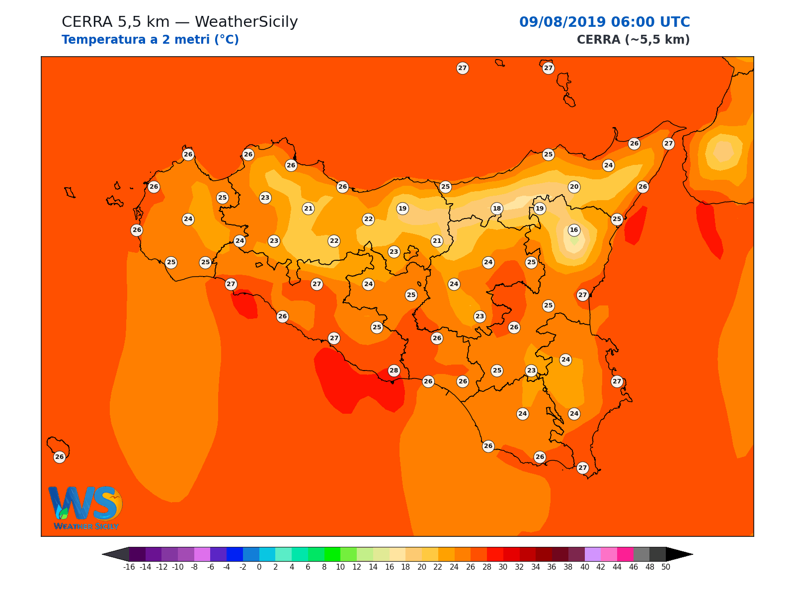 Temperatura a 2 metri · 2019080906