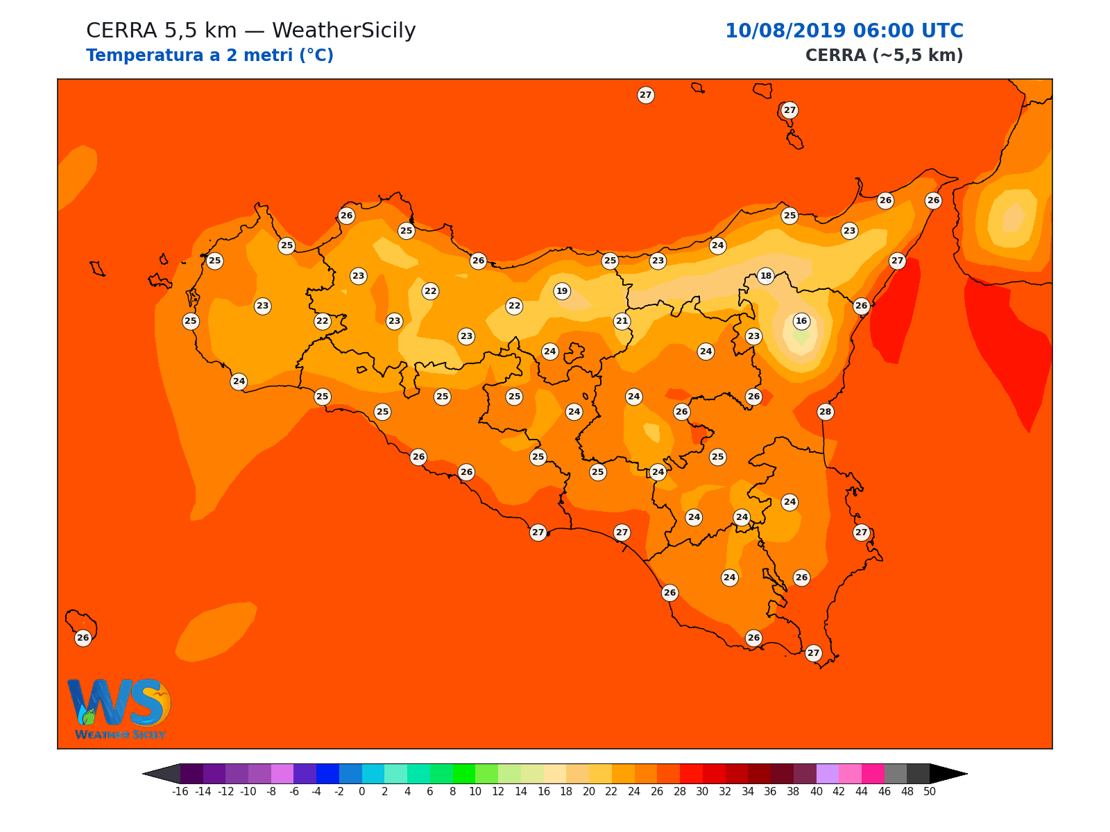Temperatura a 2 metri · 2019081006
