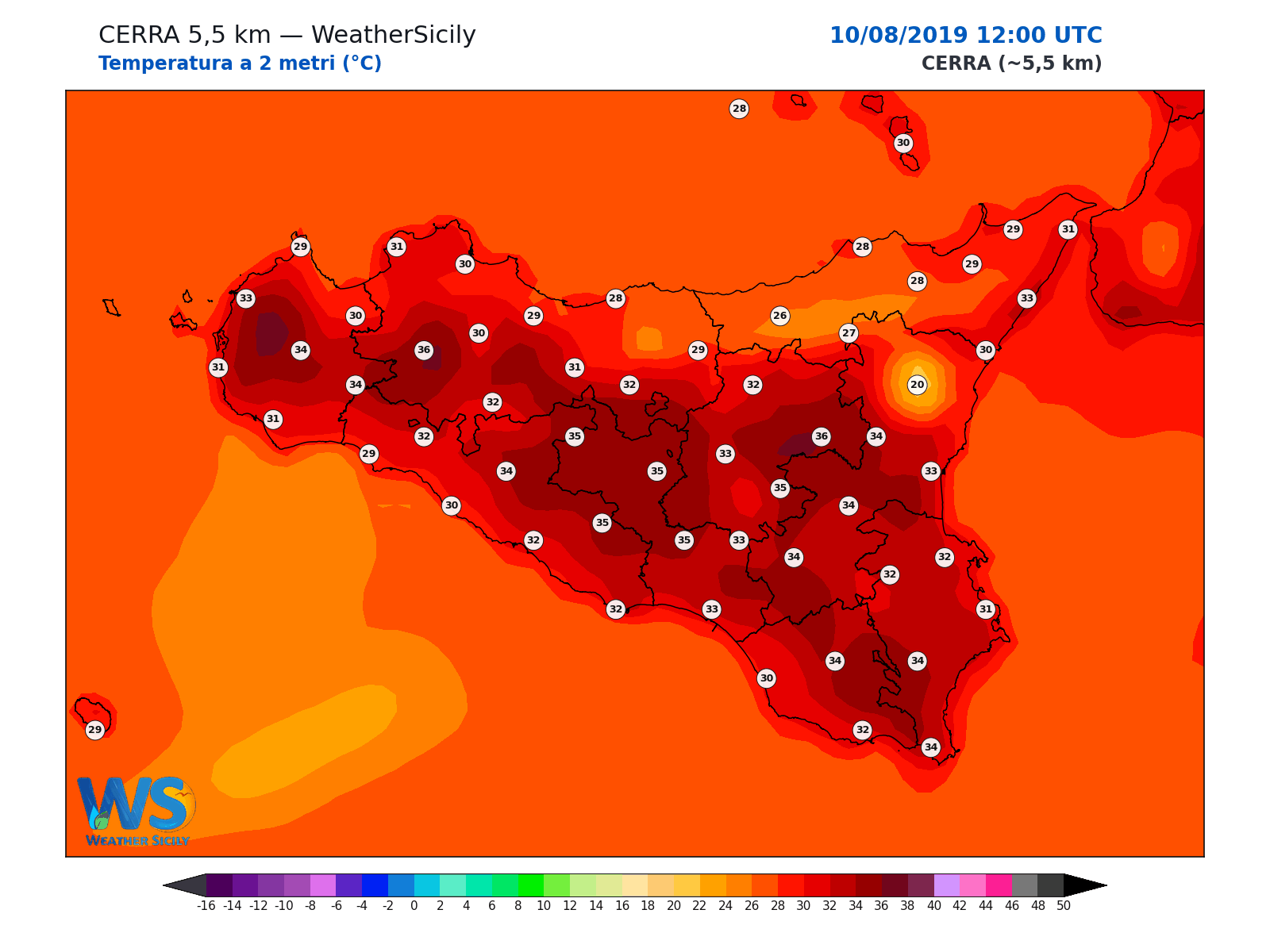 Temperatura a 2 metri · 2019081012