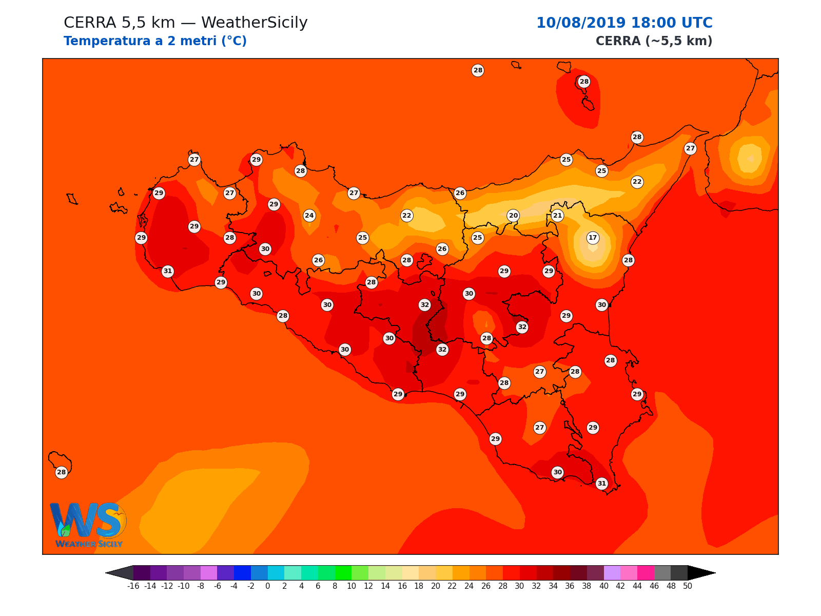 Temperatura a 2 metri · 2019081018