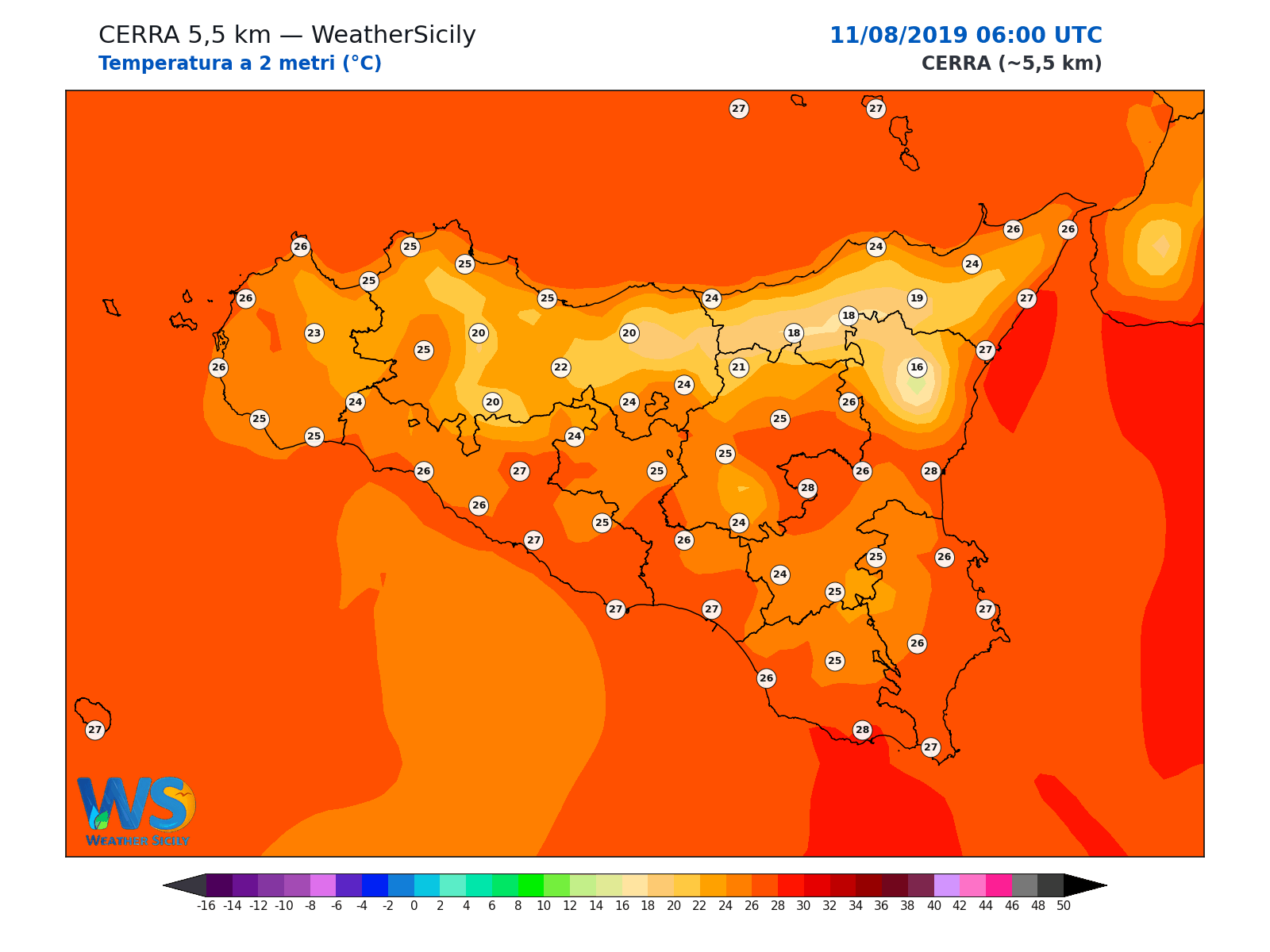 Temperatura a 2 metri · 2019081106