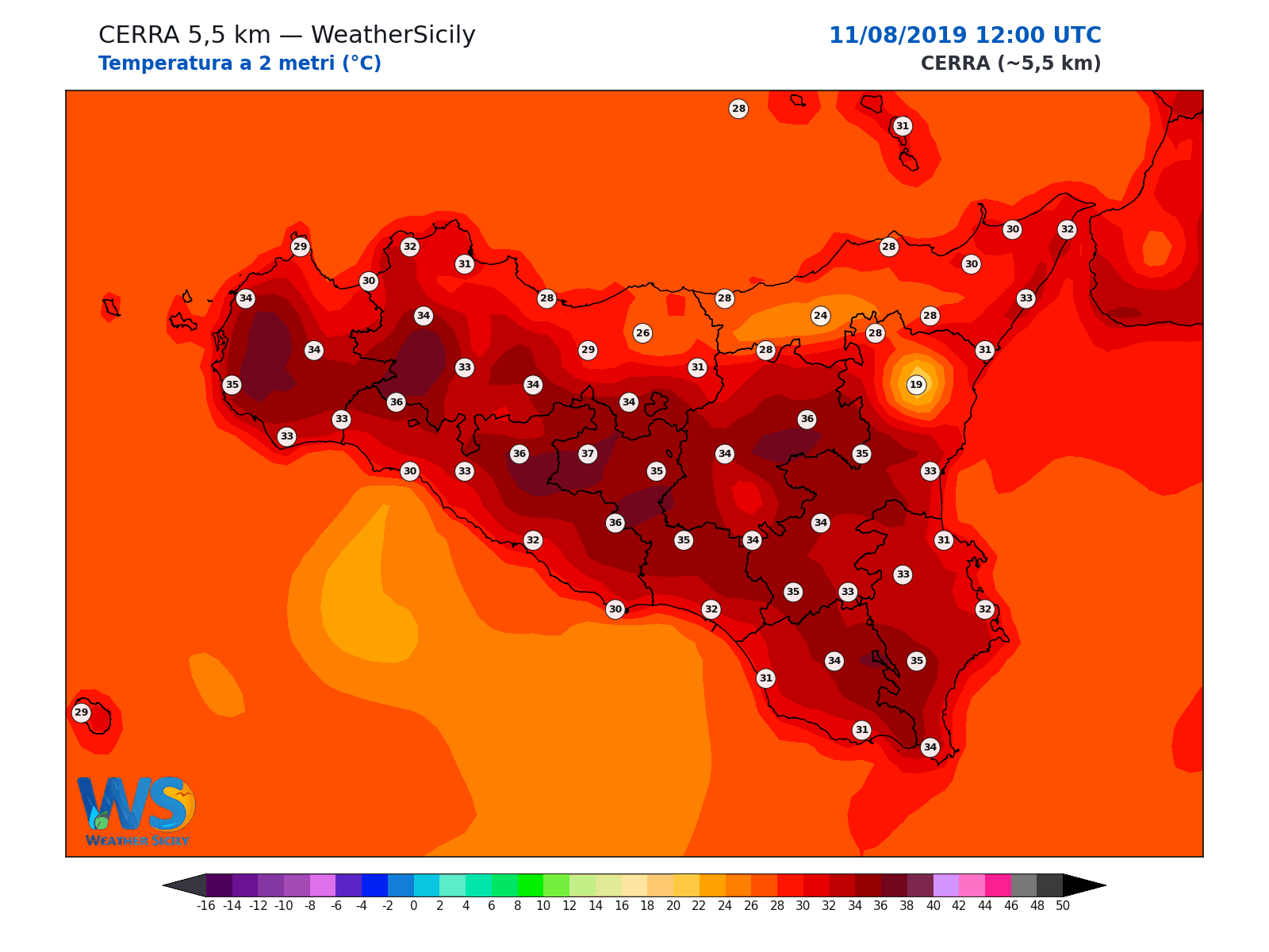 Temperatura a 2 metri · 2019081112