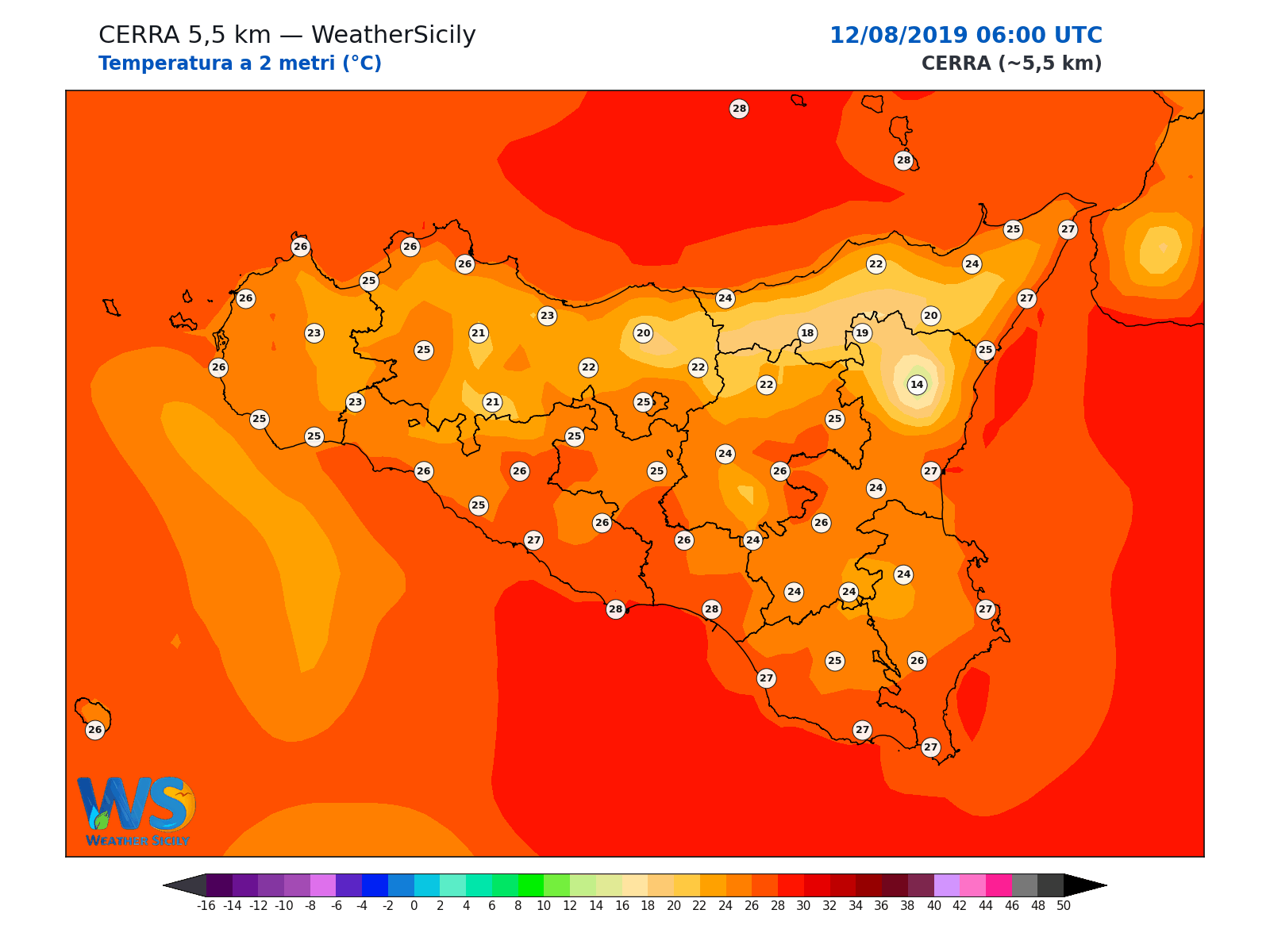 Temperatura a 2 metri · 2019081206