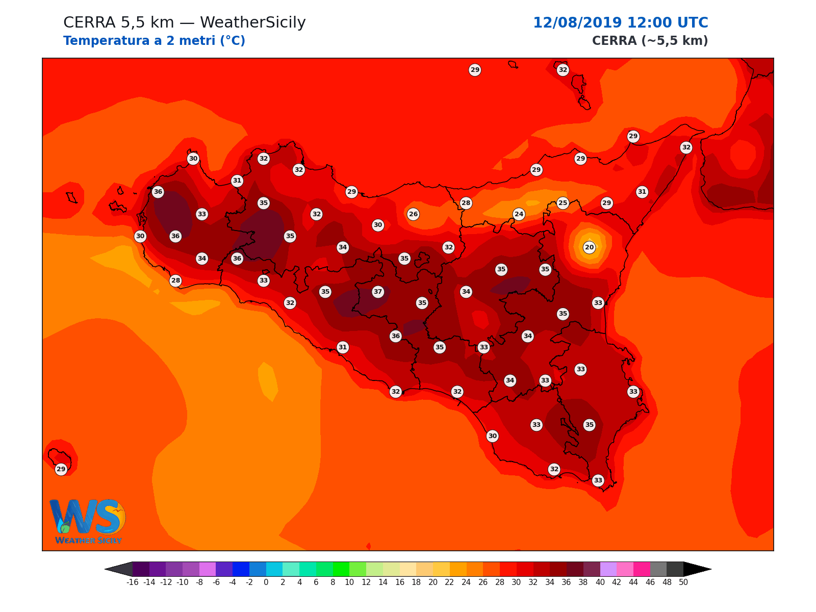 Temperatura a 2 metri · 2019081212