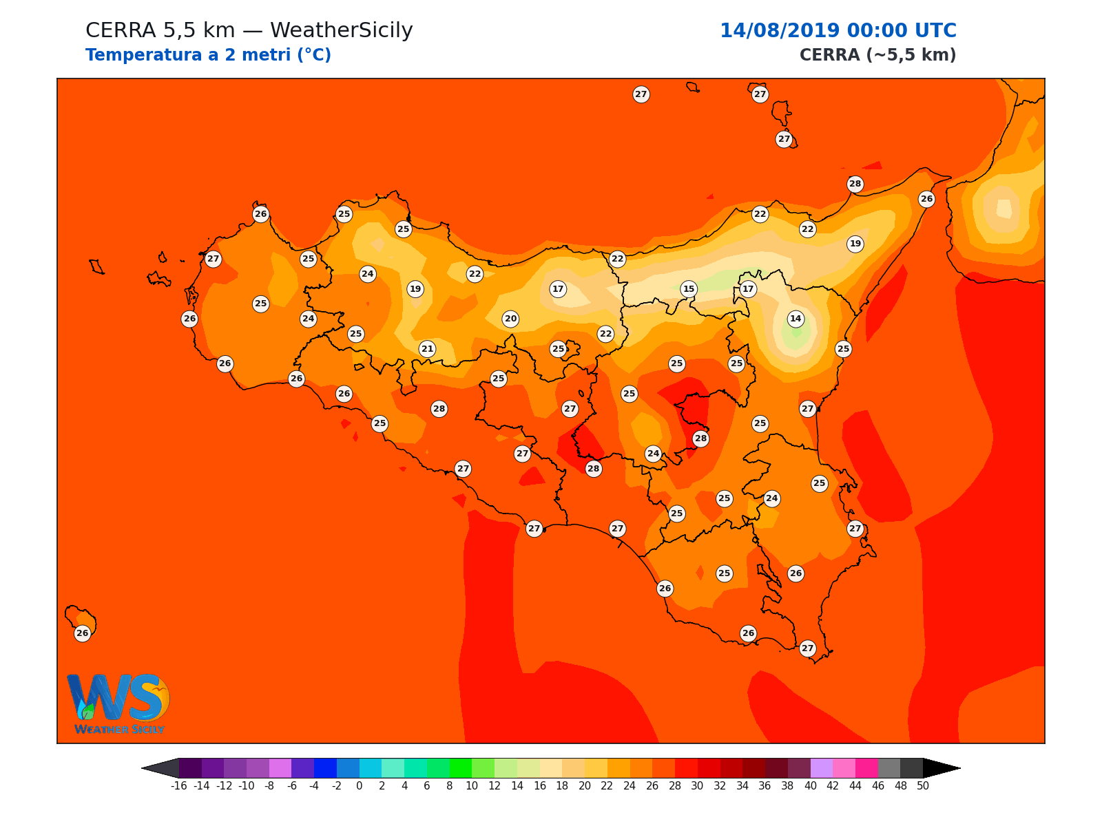 Temperatura a 2 metri · 2019081400