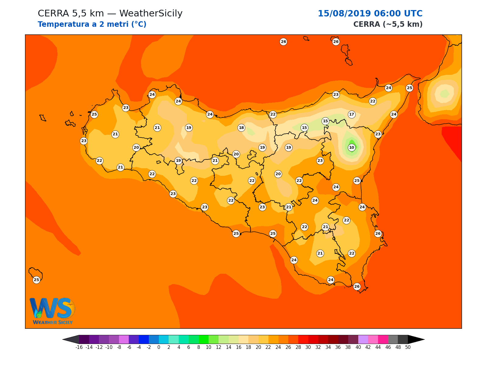 Temperatura a 2 metri · 2019081506