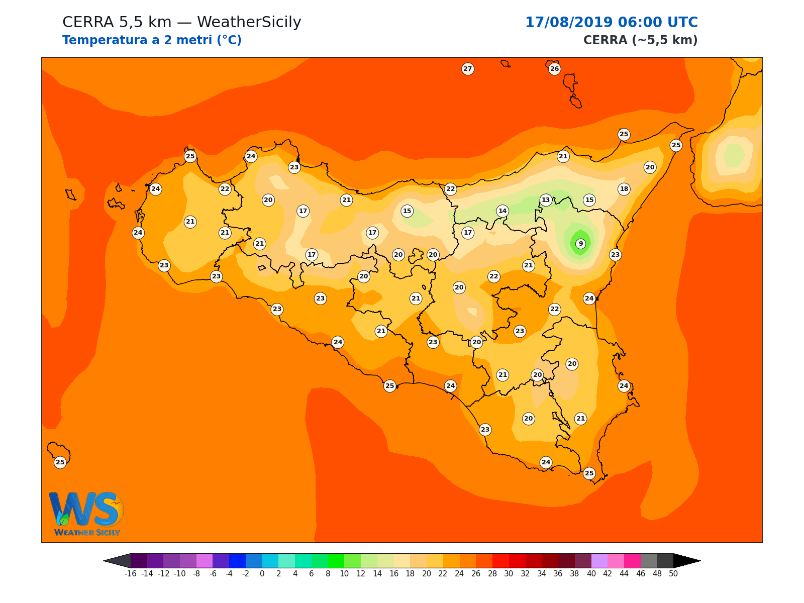 Temperatura a 2 metri · 2019081706