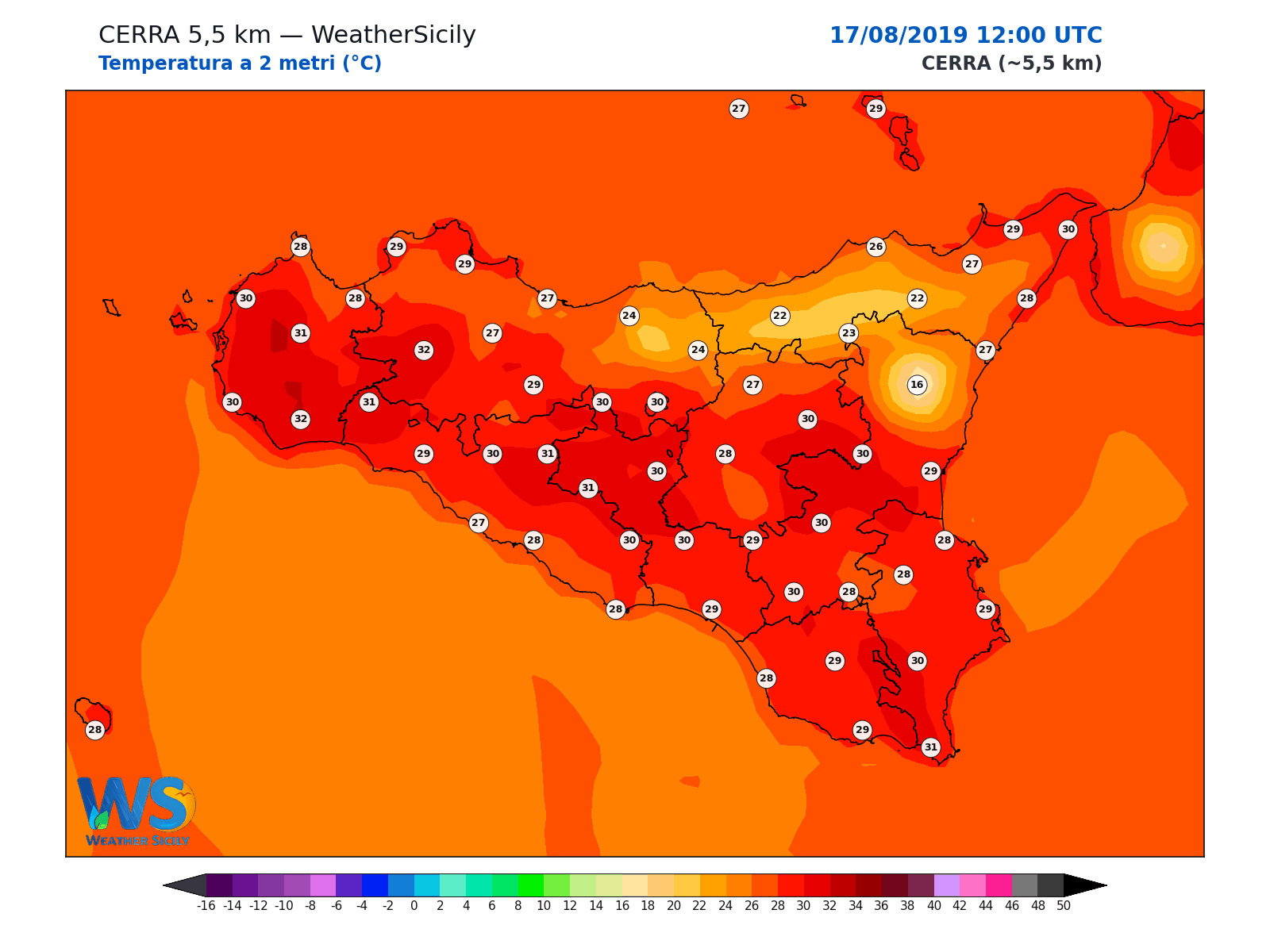 Temperatura a 2 metri · 2019081712