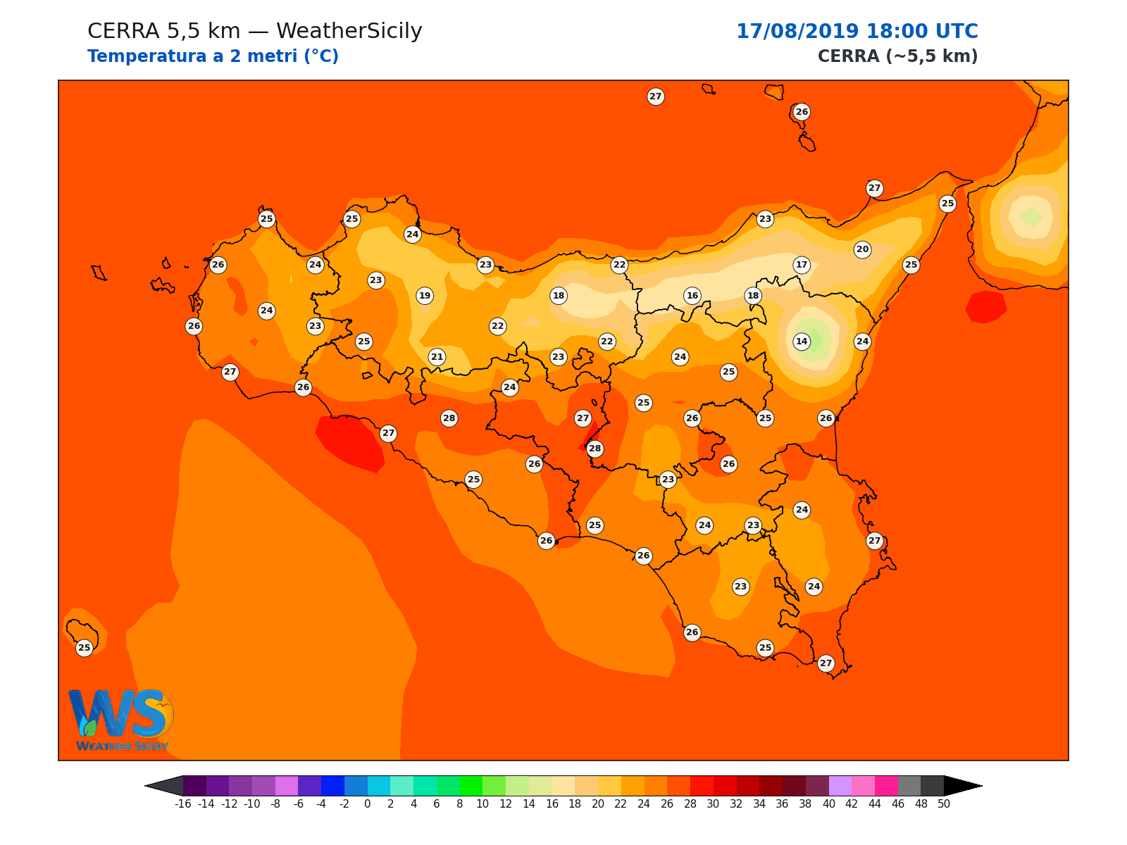 Temperatura a 2 metri · 2019081718