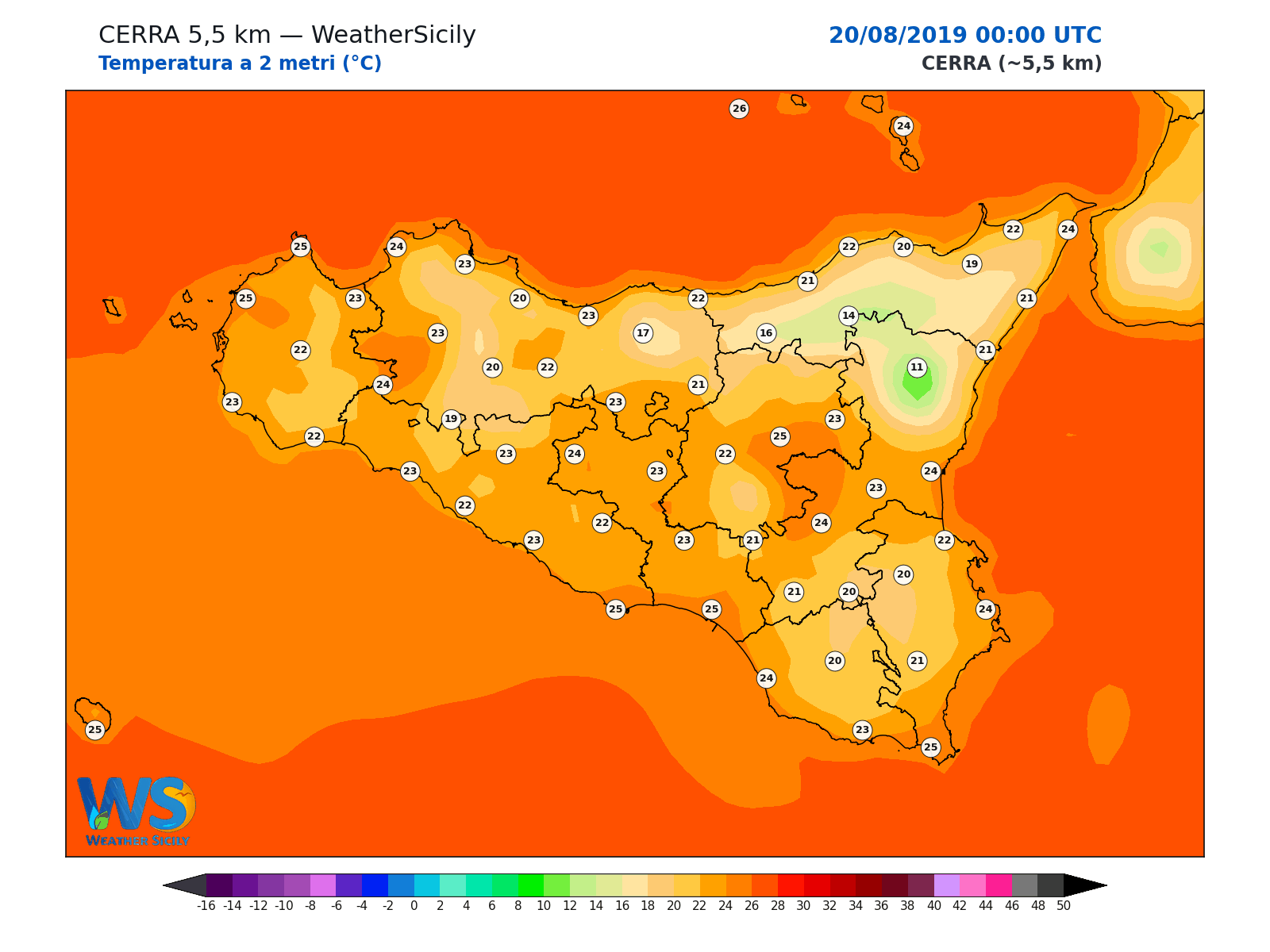 Temperatura a 2 metri · 2019082000
