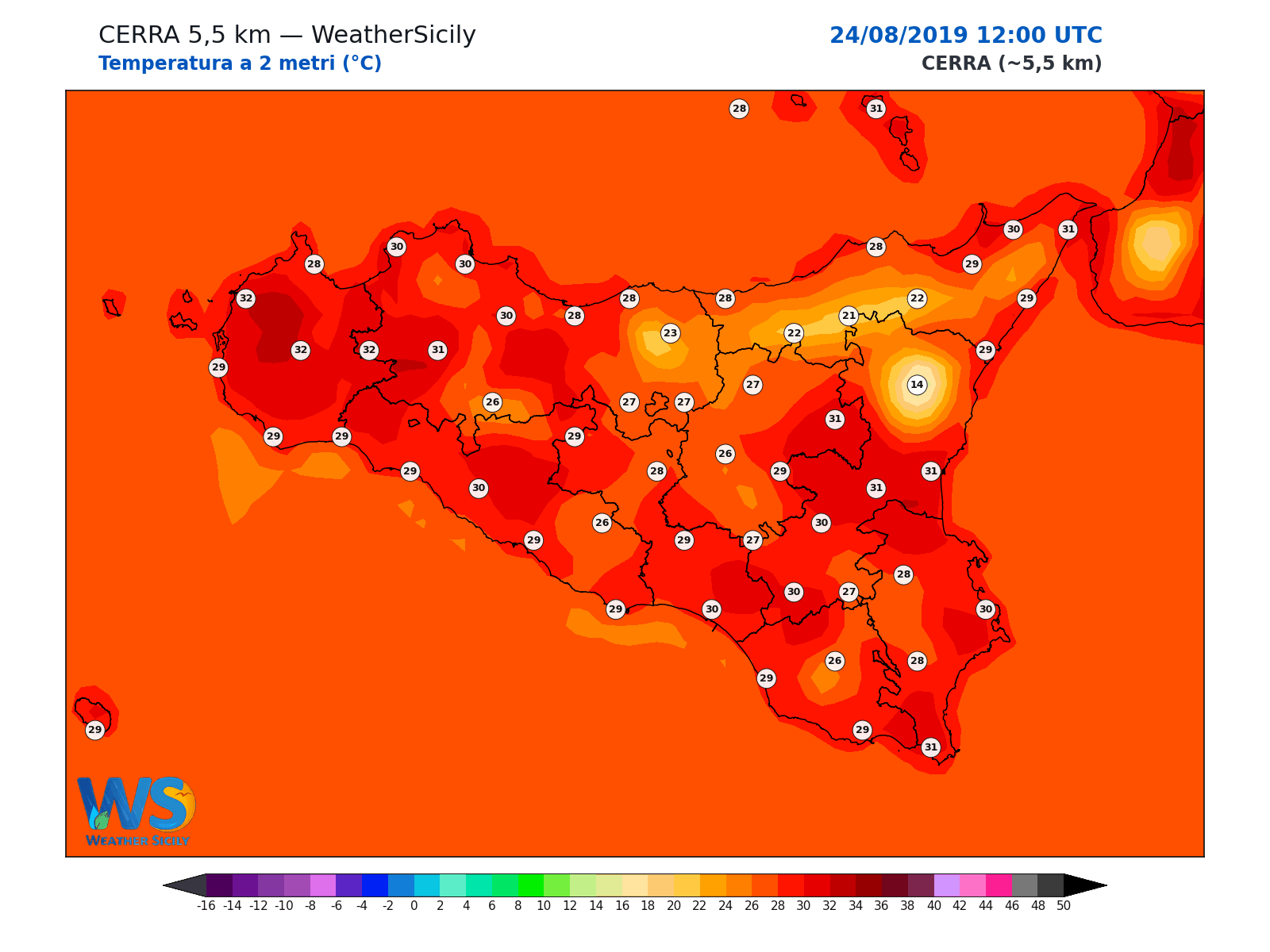Temperatura a 2 metri · 2019082412
