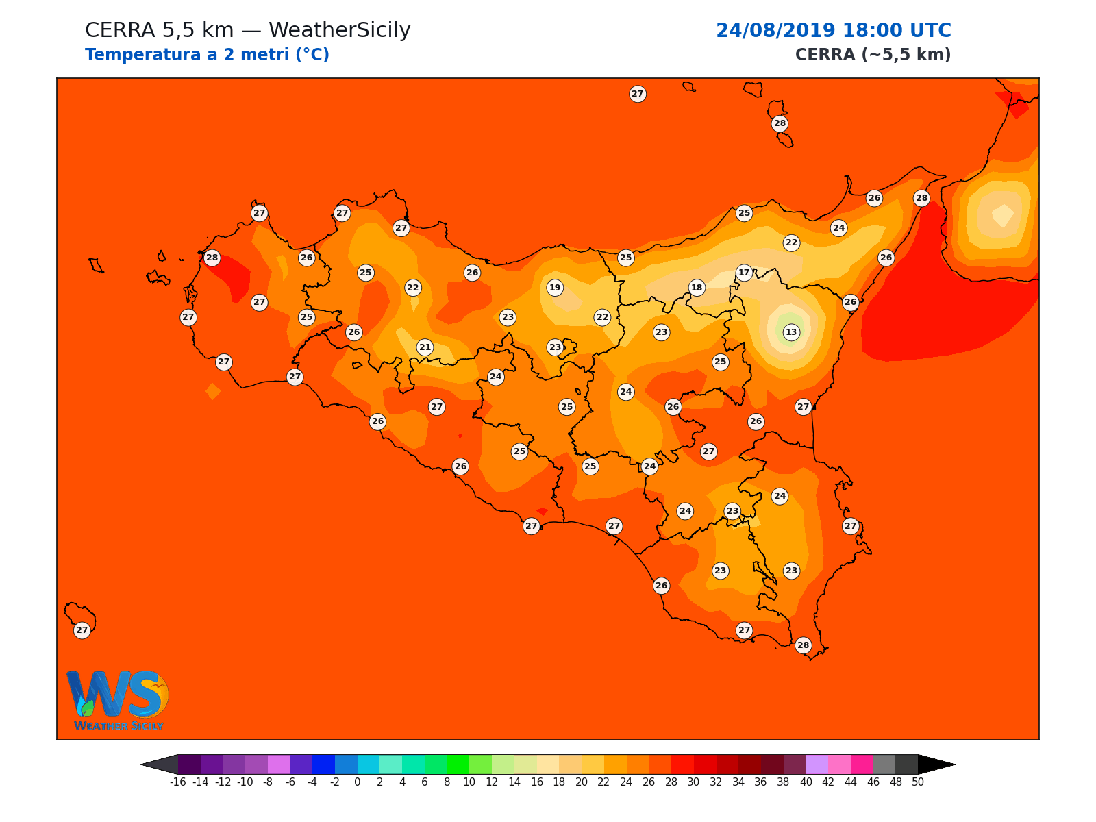 Temperatura a 2 metri · 2019082418