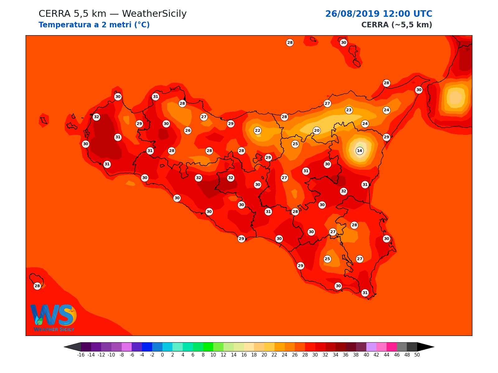 Temperatura a 2 metri · 2019082612