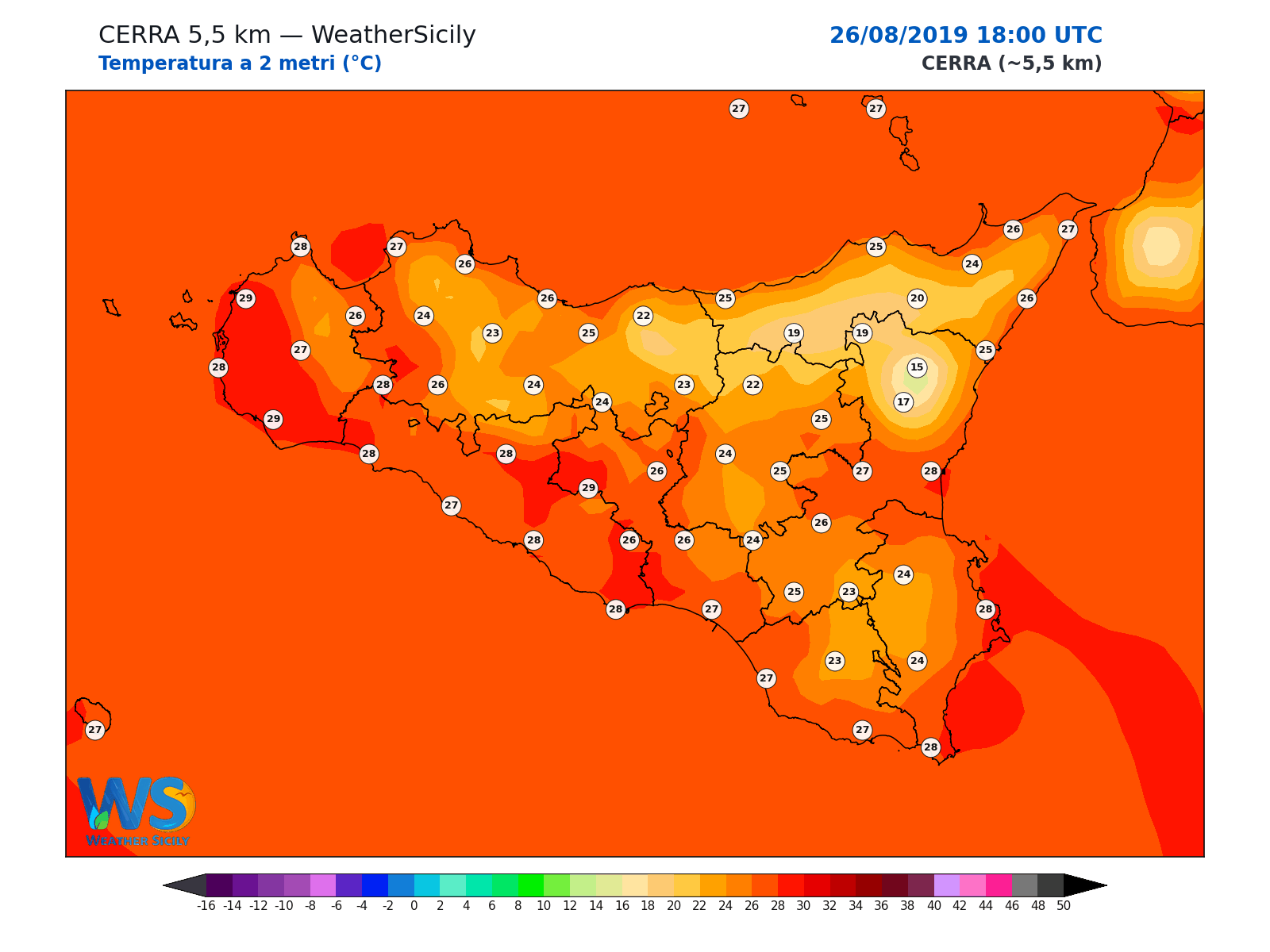 Temperatura a 2 metri · 2019082618