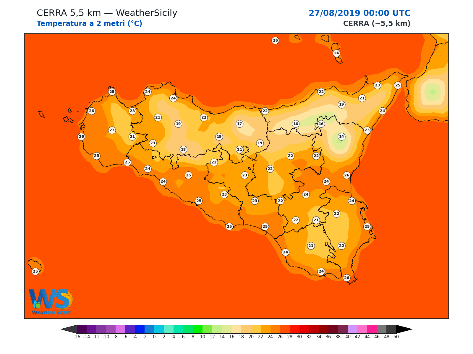 Temperatura a 2 metri · 2019082700