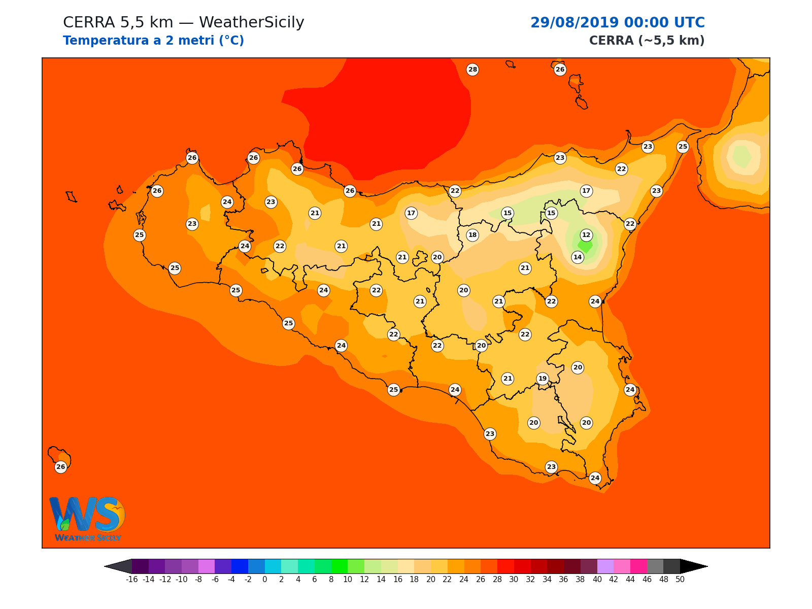 Temperatura a 2 metri · 2019082900