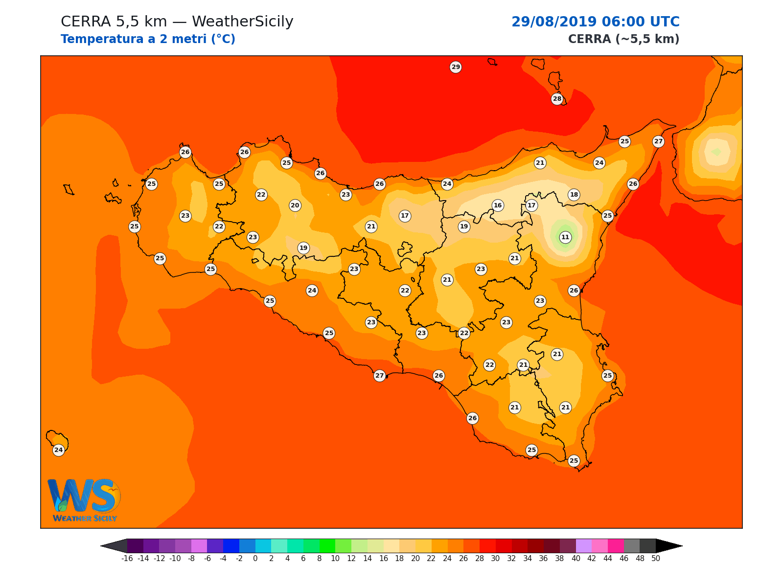 Temperatura a 2 metri · 2019082906