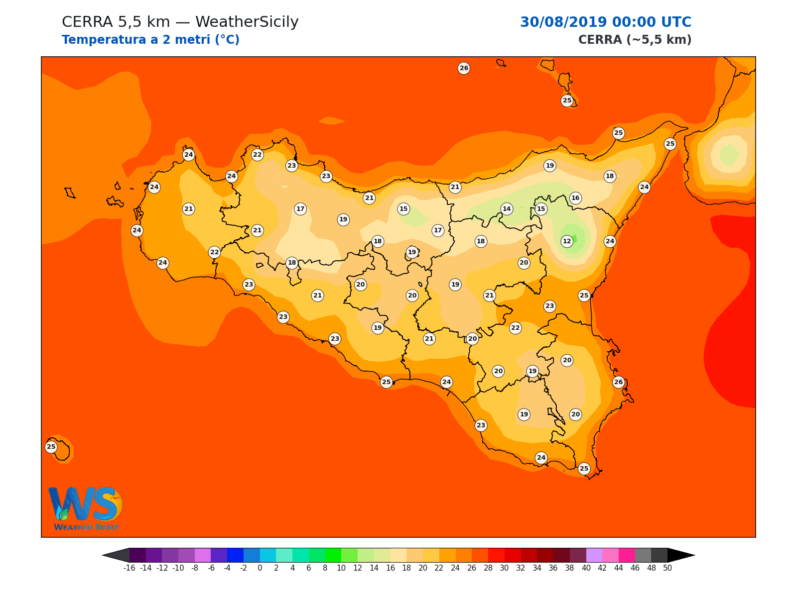 Temperatura a 2 metri · 2019083000