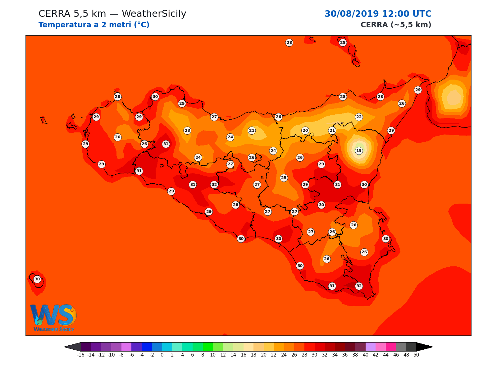 Temperatura a 2 metri · 2019083012