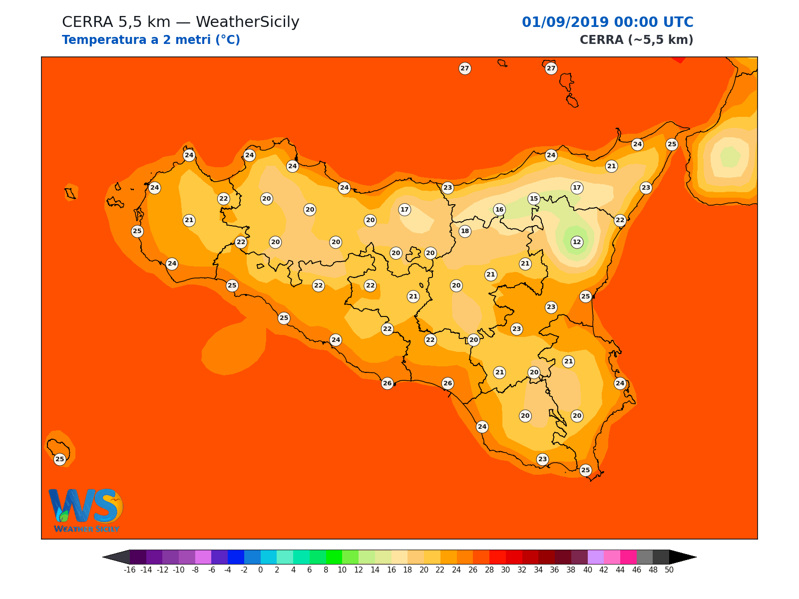 Temperatura a 2 metri · 2019090100