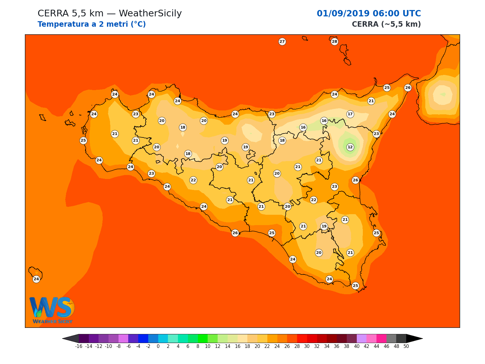 Temperatura a 2 metri · 2019090106