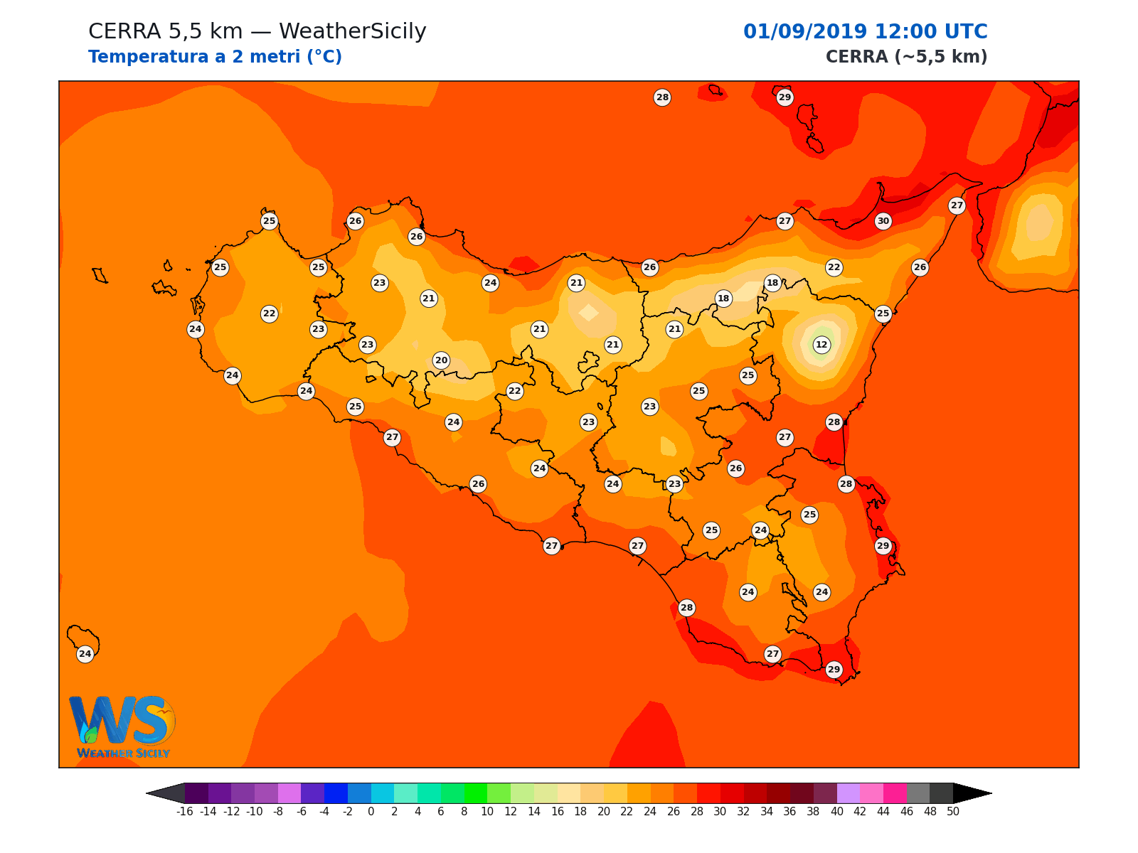 Temperatura a 2 metri · 2019090112