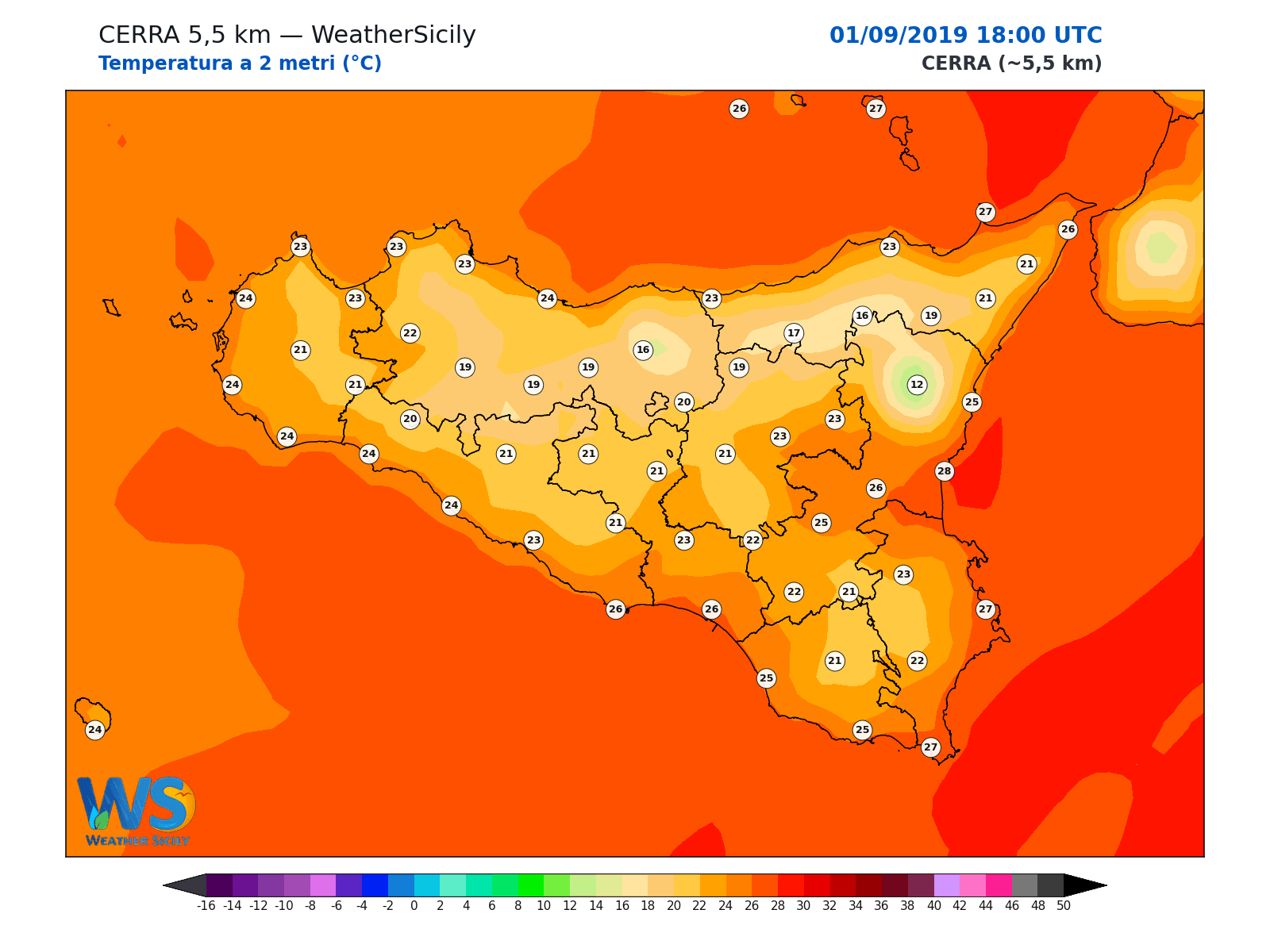 Temperatura a 2 metri · 2019090118