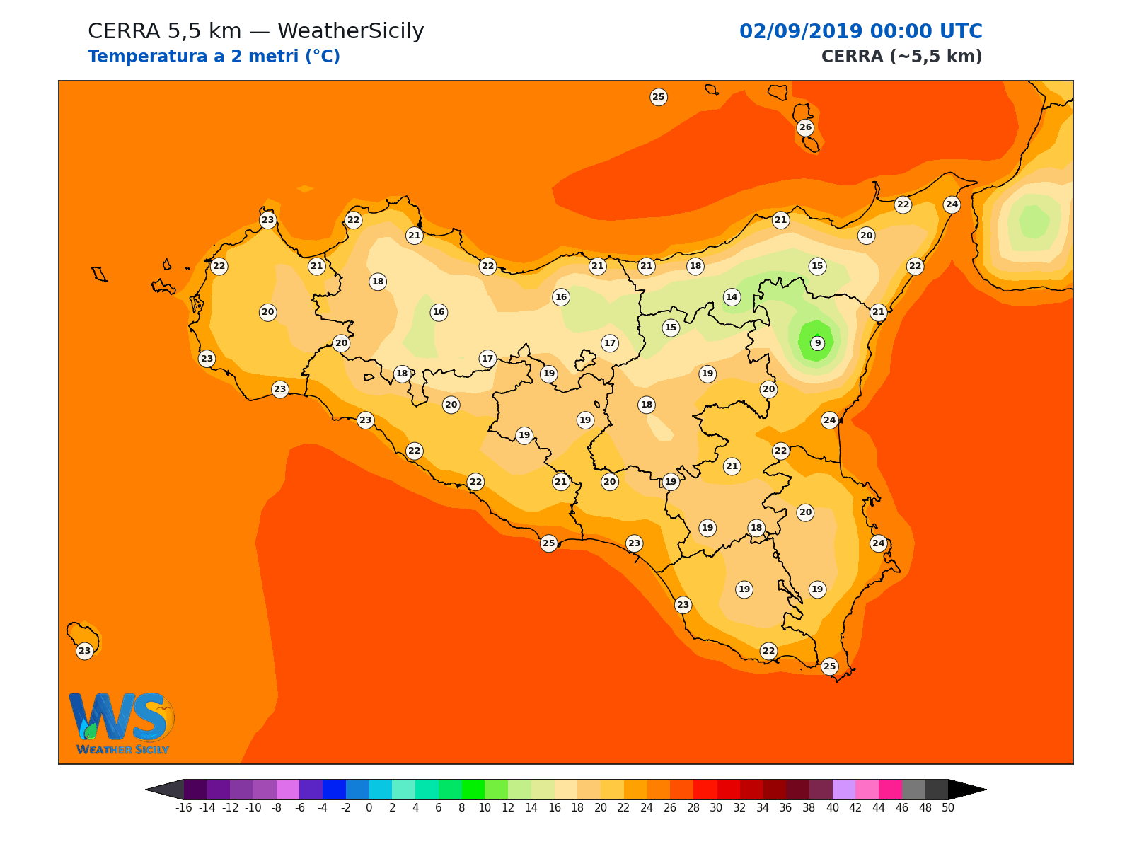 Temperatura a 2 metri · 2019090200