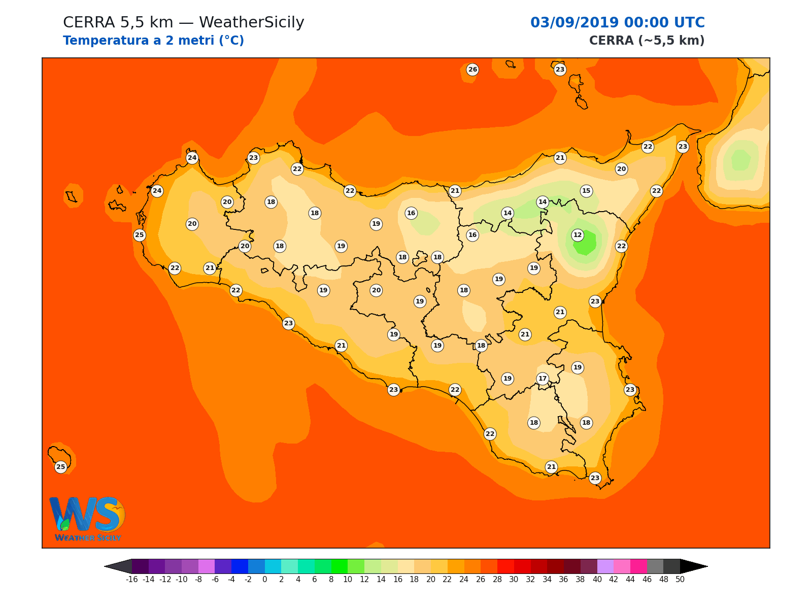 Temperatura a 2 metri · 2019090300