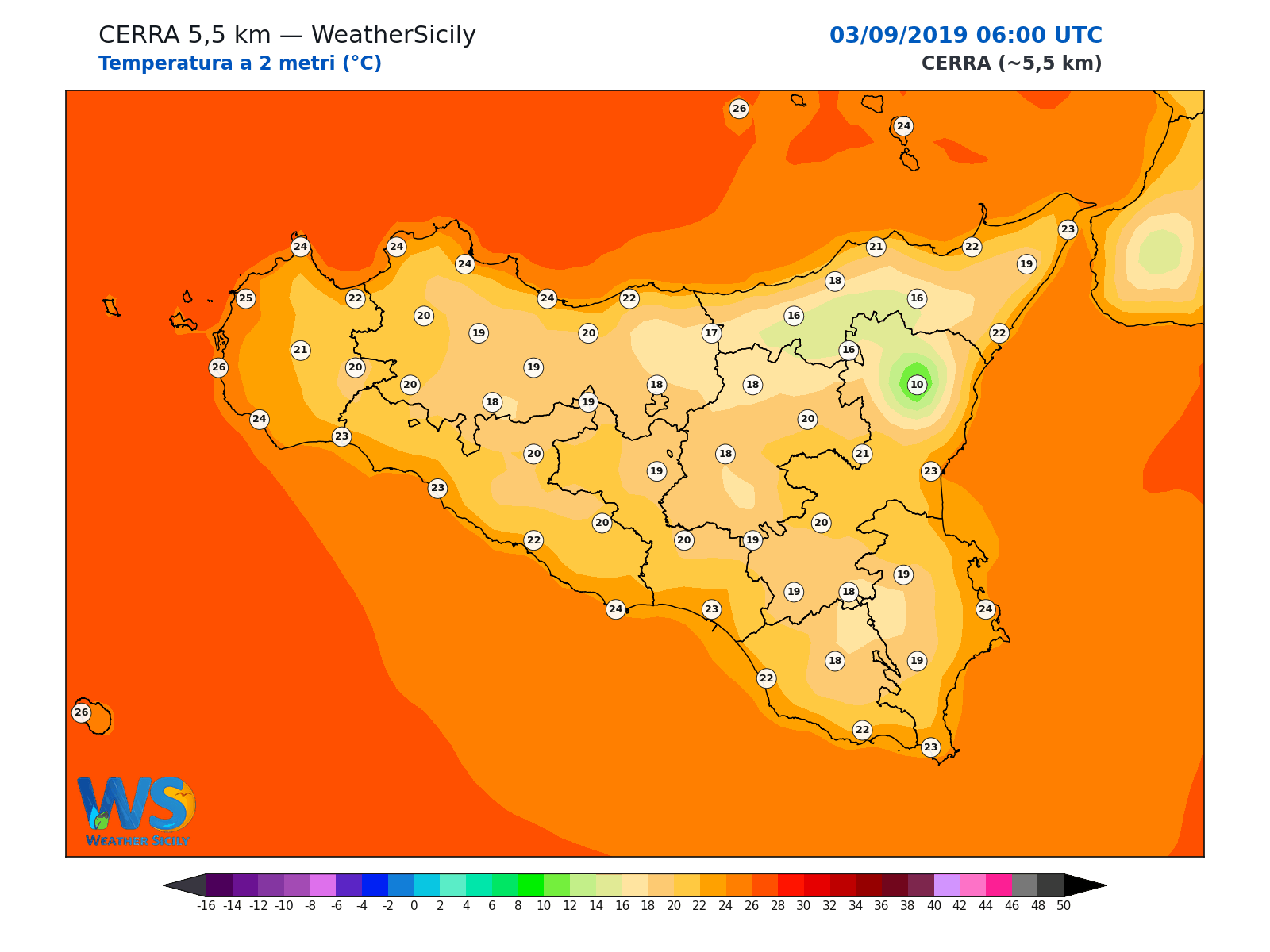 Temperatura a 2 metri · 2019090306