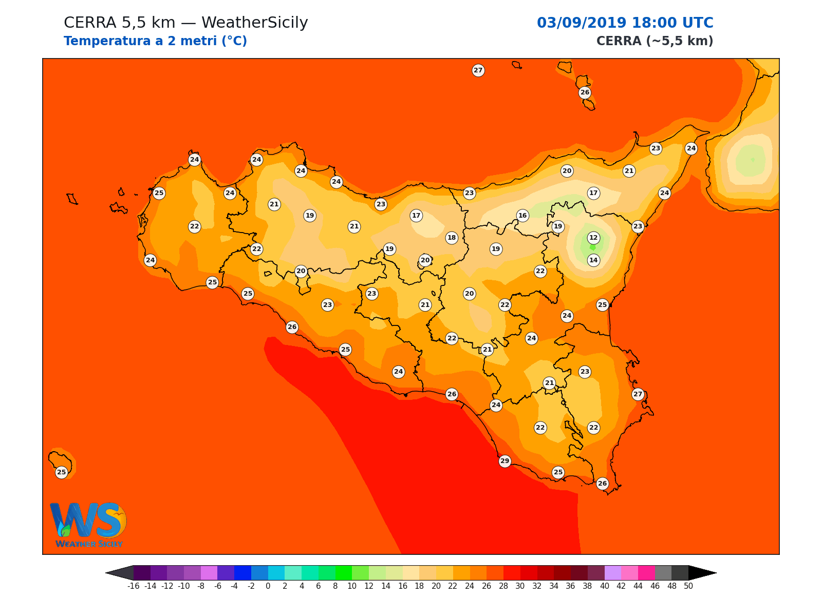 Temperatura a 2 metri · 2019090318