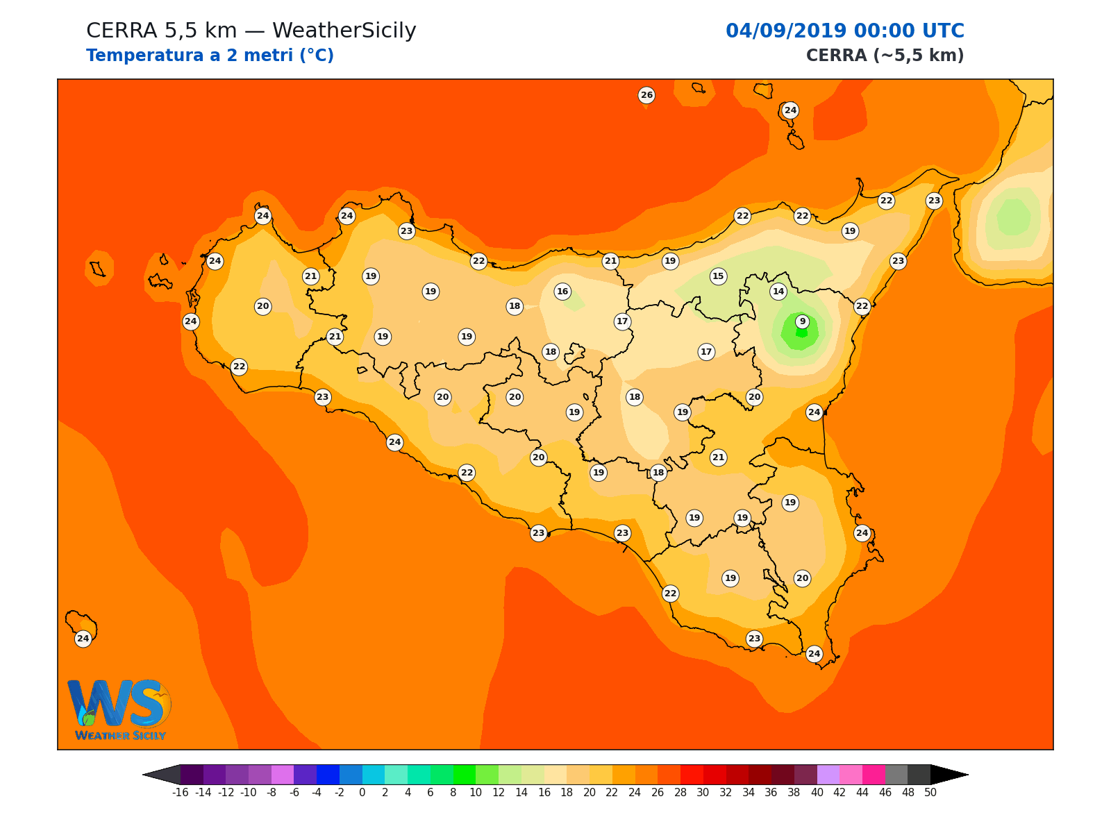Temperatura a 2 metri · 2019090400