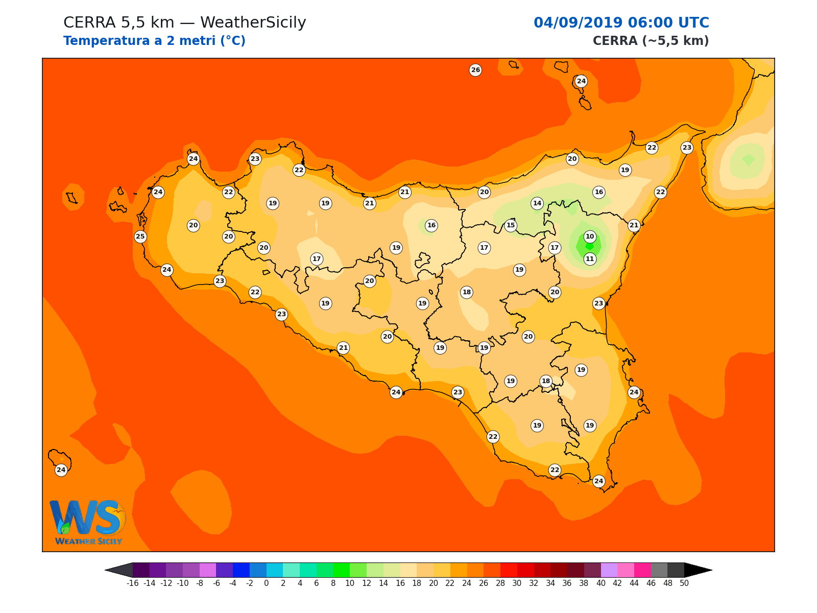 Temperatura a 2 metri · 2019090406