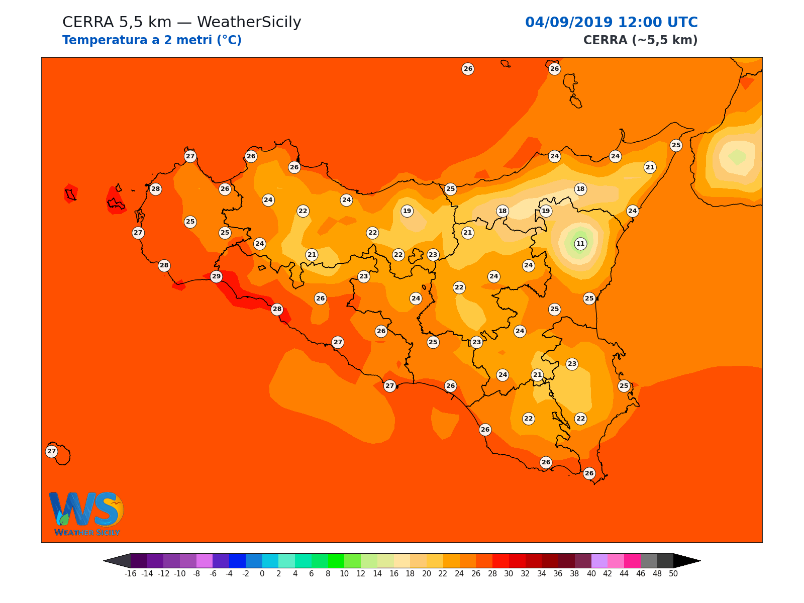 Temperatura a 2 metri · 2019090412