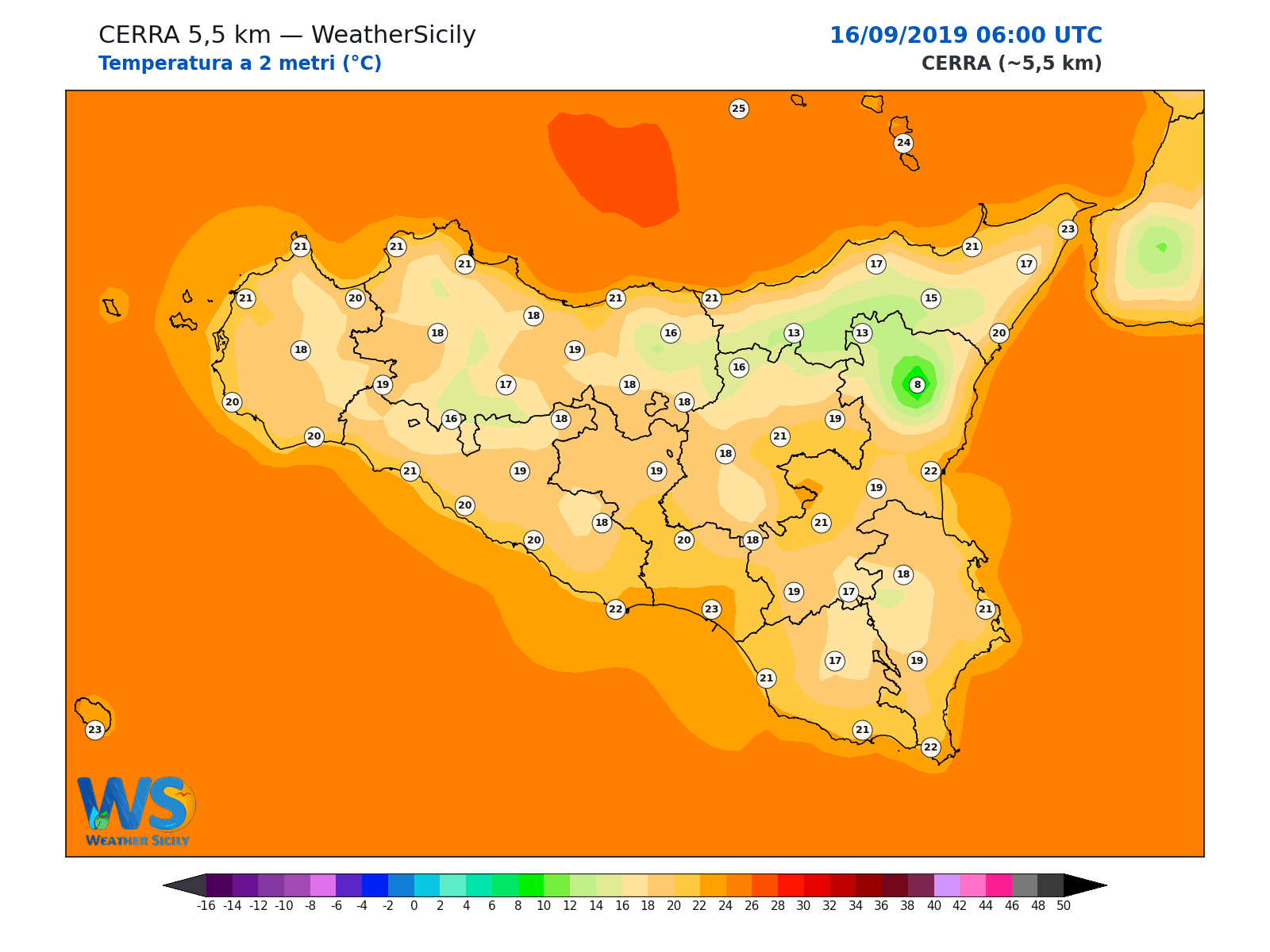 Temperatura a 2 metri · 2019091606