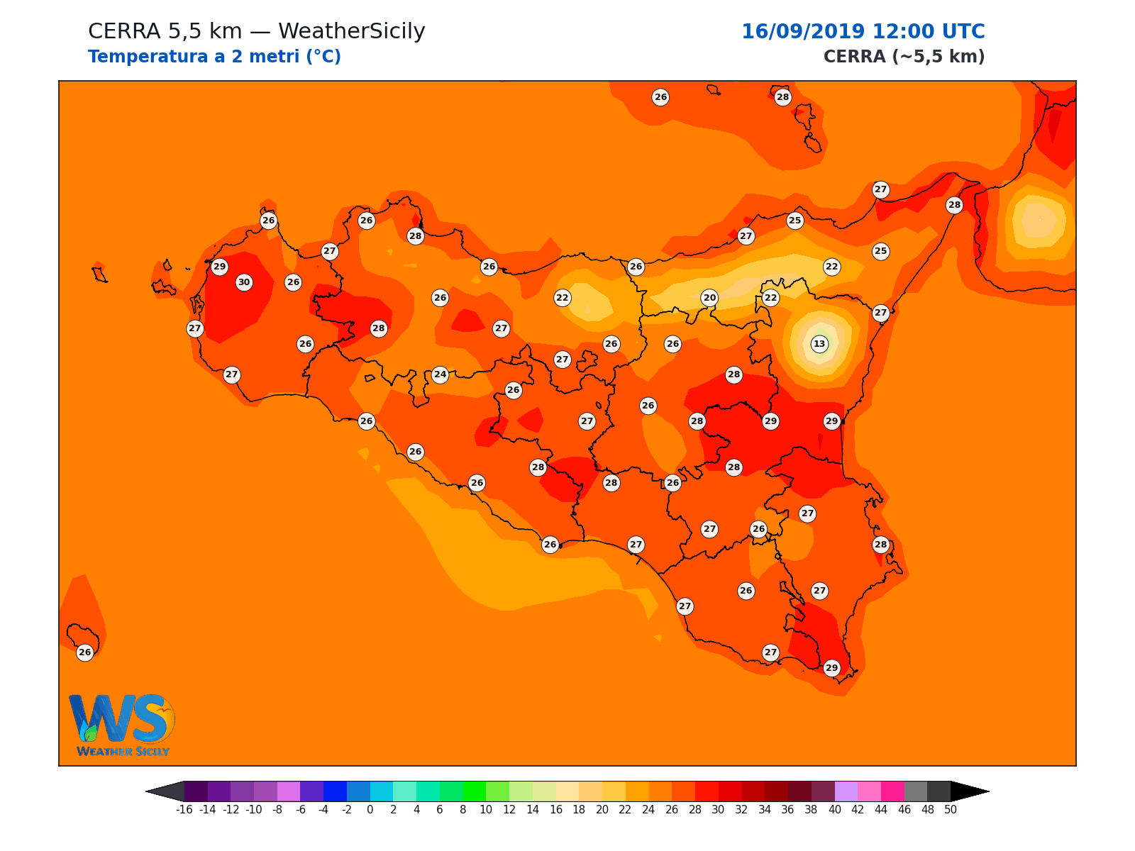 Temperatura a 2 metri · 2019091612