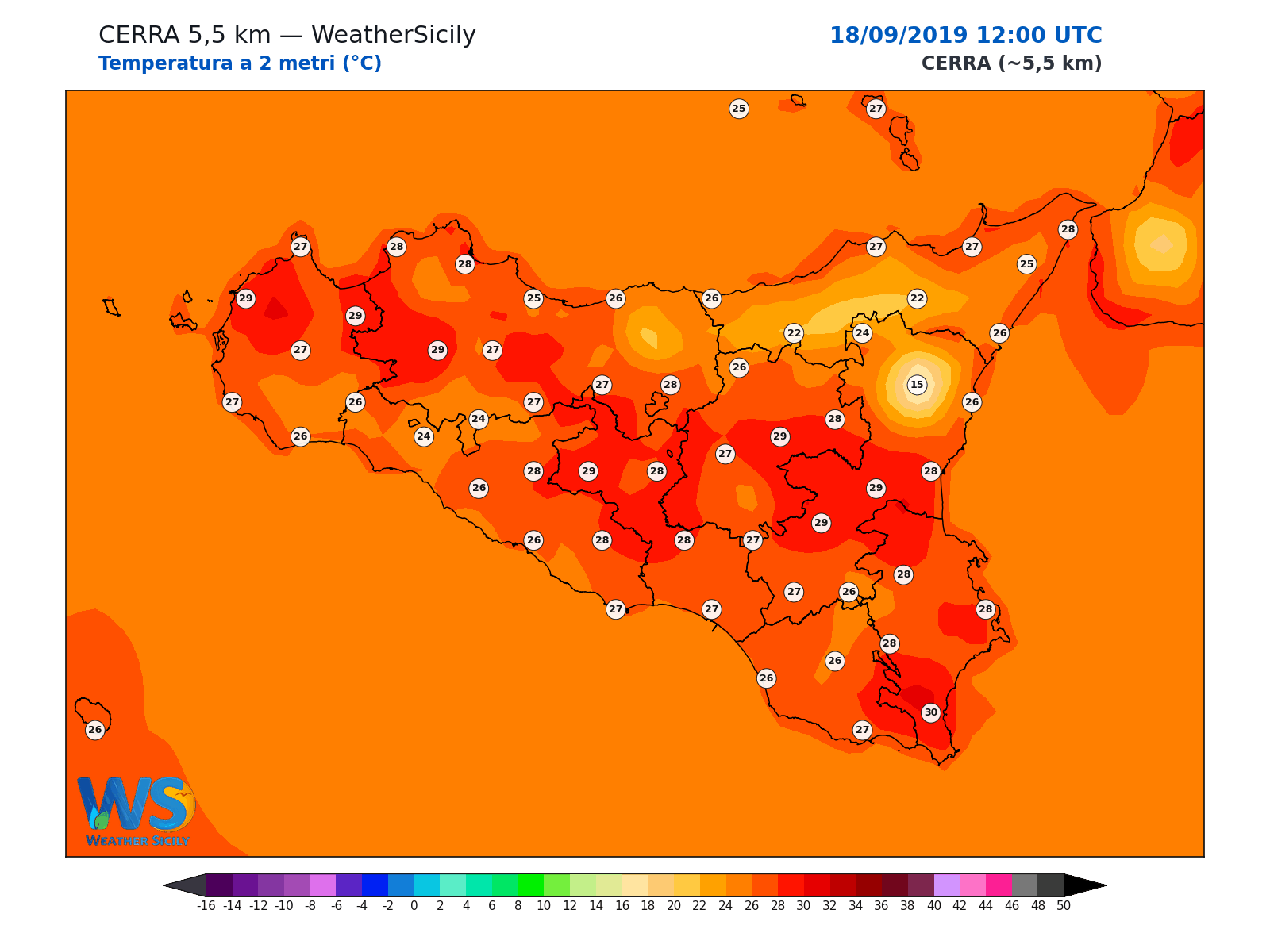 Temperatura a 2 metri · 2019091812