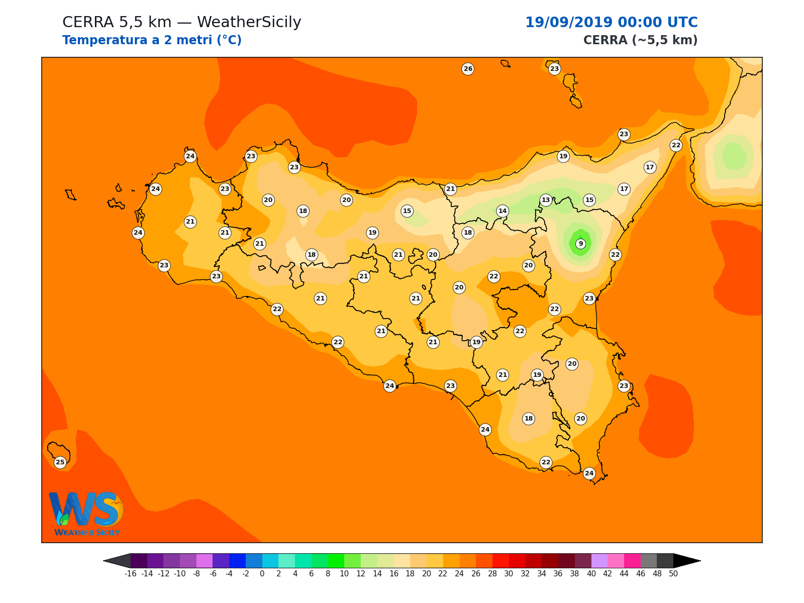 Temperatura a 2 metri · 2019091900