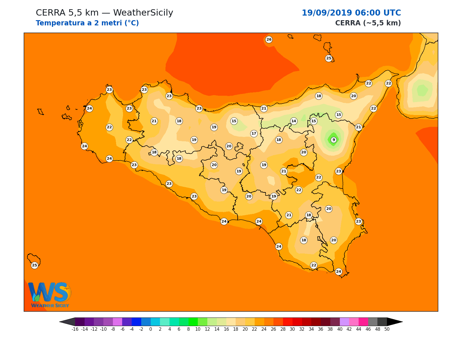 Temperatura a 2 metri · 2019091906