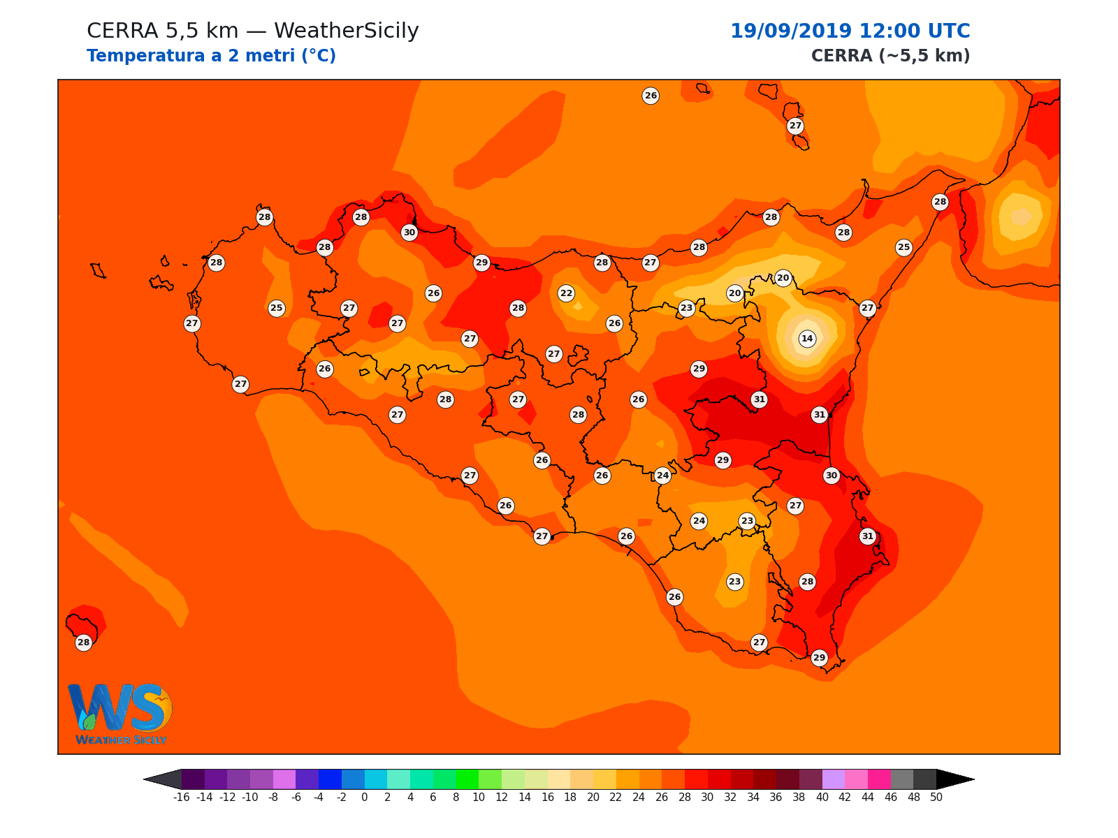 Temperatura a 2 metri · 2019091912