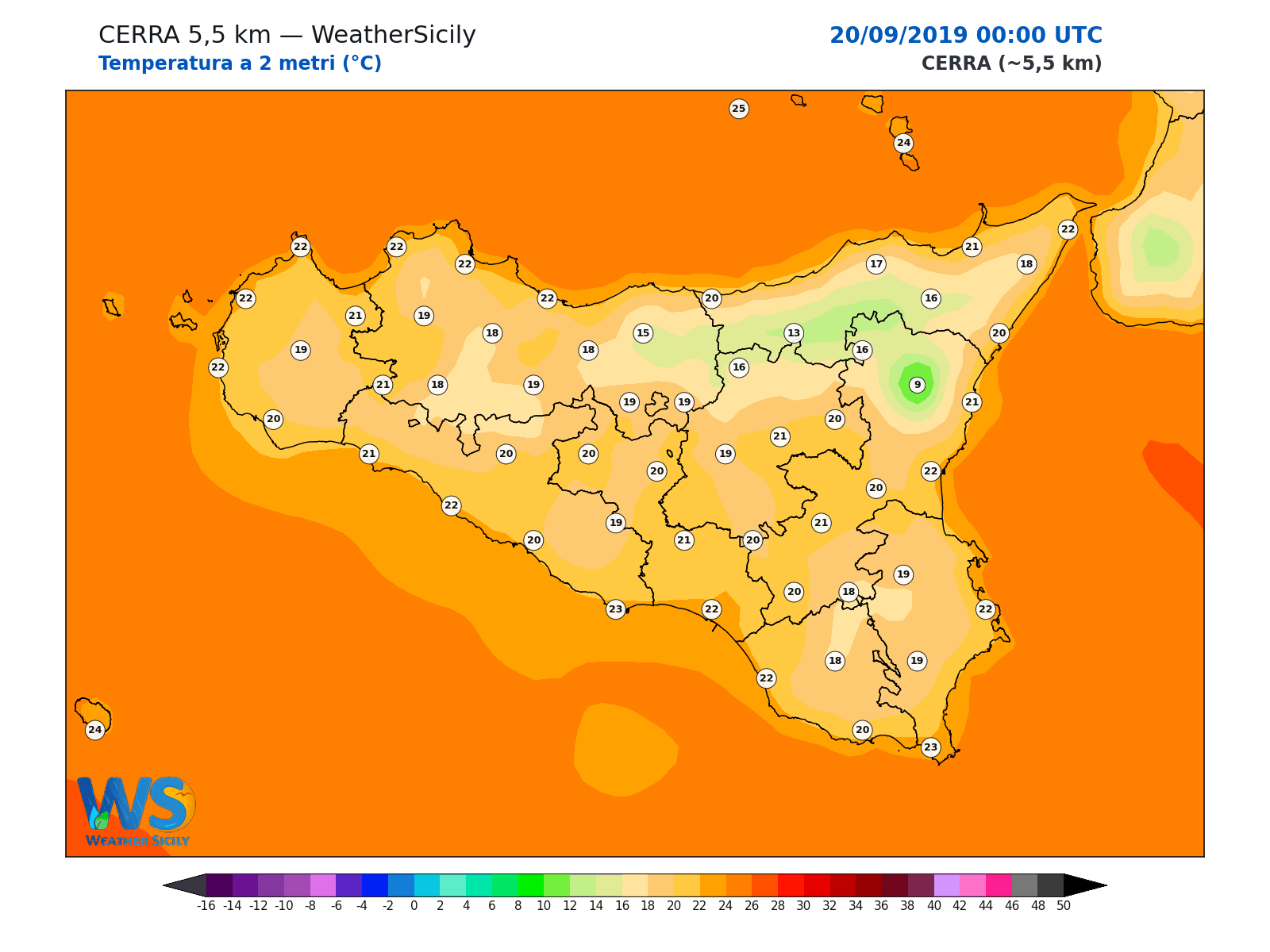 Temperatura a 2 metri · 2019092000