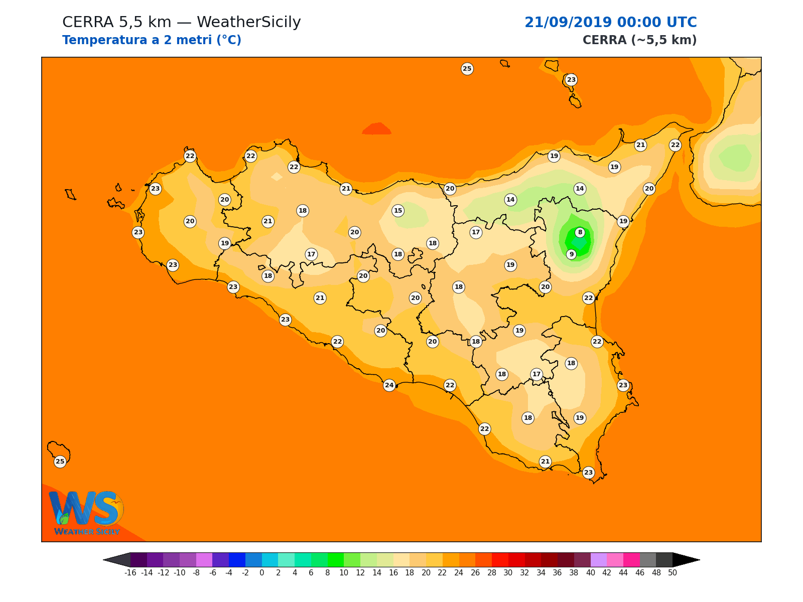Temperatura a 2 metri · 2019092100